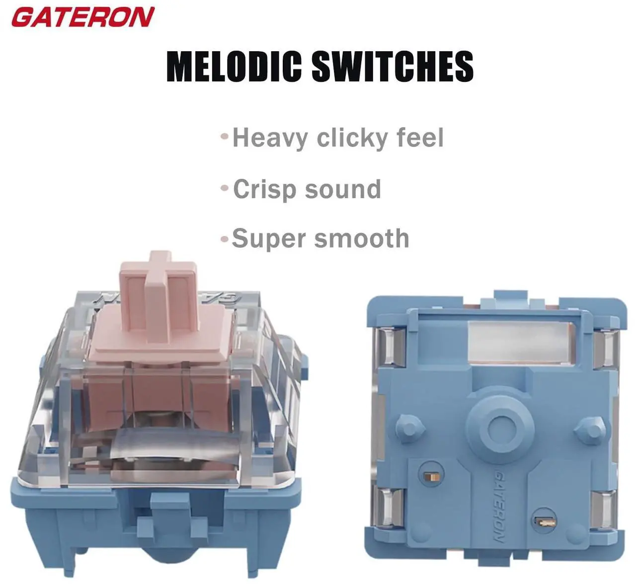 Alt view image 2 of 5 - GATERON Melodic Switches for MX Mechanical Keyboard, 5-pin 60gf Clicky/Pre-lubed/Stable stem/Crisp Sound/Accurate triggering Switches(Melodic,36Pcs)