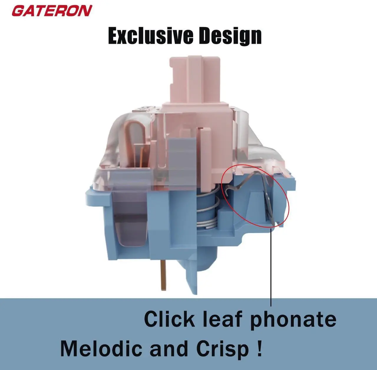 Alt view image 4 of 5 - GATERON Melodic Switches for MX Mechanical Keyboard, 5-pin 60gf Clicky/Pre-lubed/Stable stem/Crisp Sound/Accurate triggering Switches(Melodic,36Pcs)