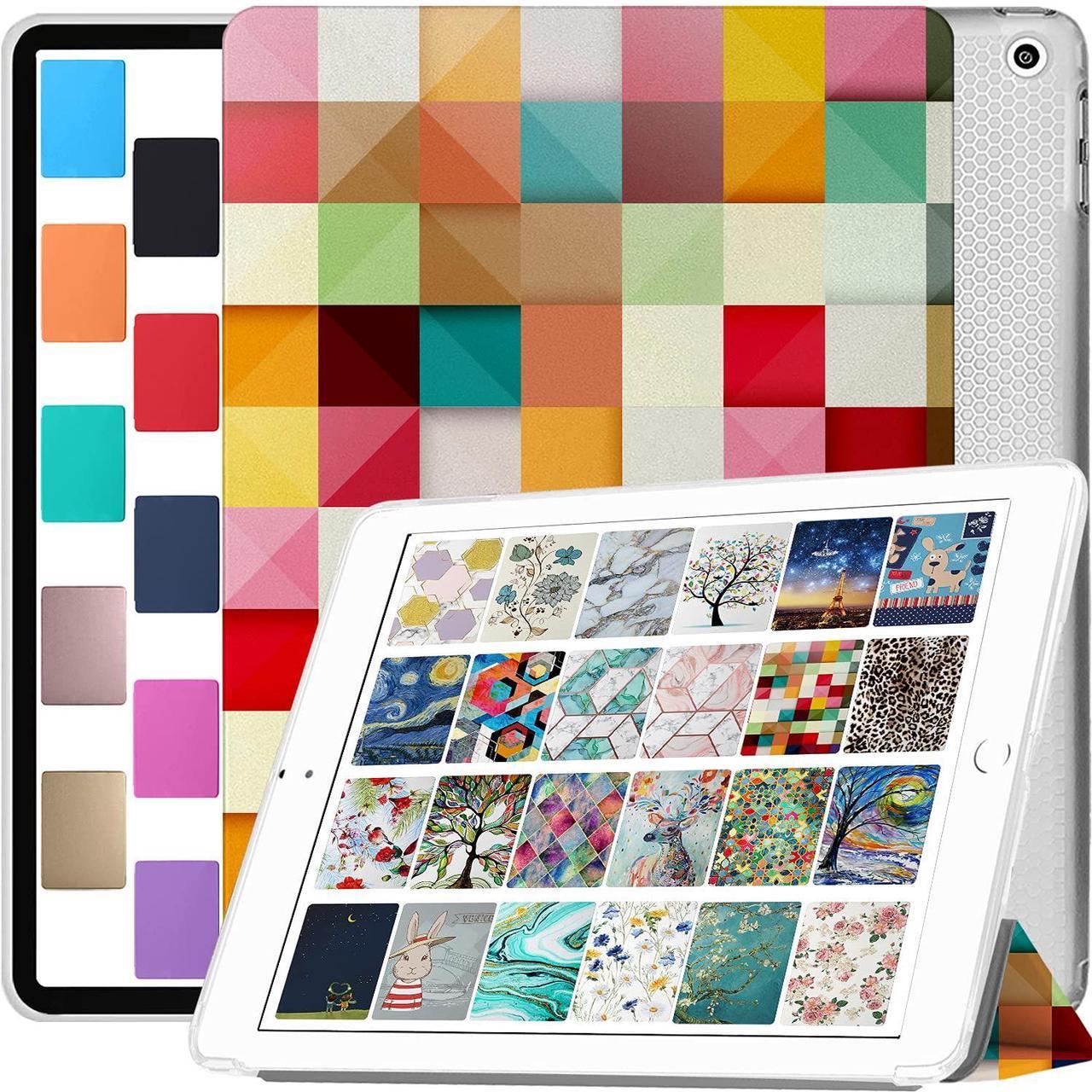 Main image of DuraSafe Cases for iPad 9.7 Inch 4 3 2 Generation [iPad 4th 3rd 2nd Old Model ] A1458 A1416 A1395 A1458 A1416 A1395 MC705LL/A MD328LL/A Printed Cover with Clear Transparent Back Shell - Color Grid