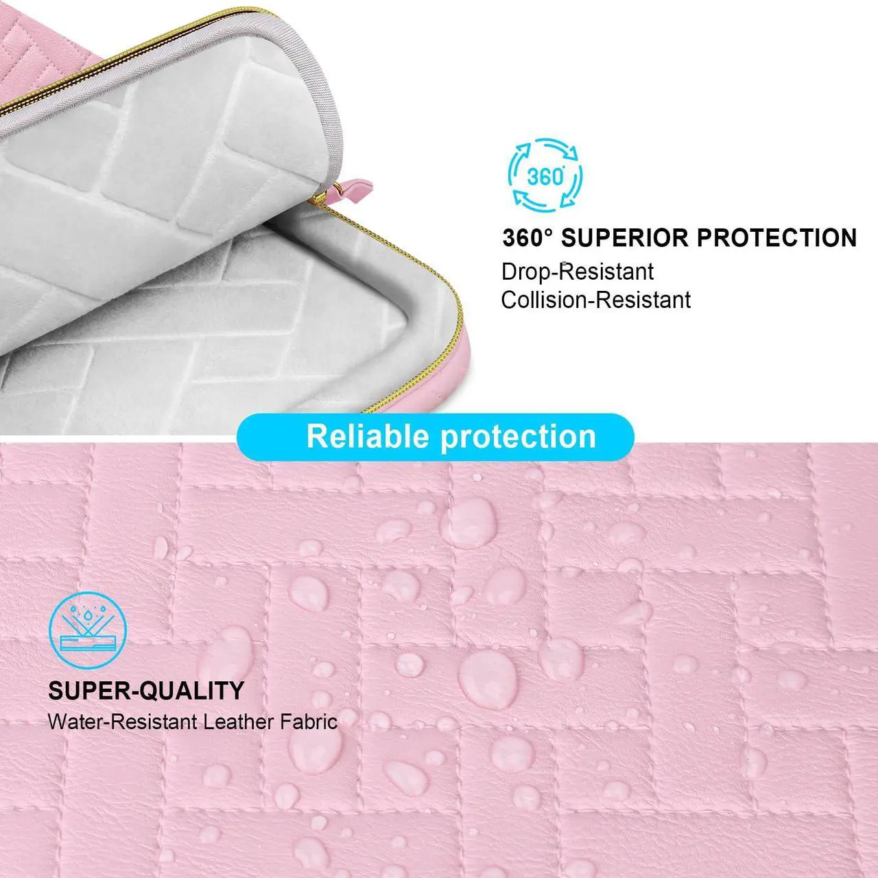 Alt view image 3 of 5 - Lacdo 360deg Protective Laptop Shoulder Bag for 15 inch New MacBook Air M4 A3241 2025, M3 A3114, M2 A2941 2024-2023, 15 inch MacBook Pro A1990 A1707, Dell XPS 15 Plus Computer Case Bag, Sakura Pink
