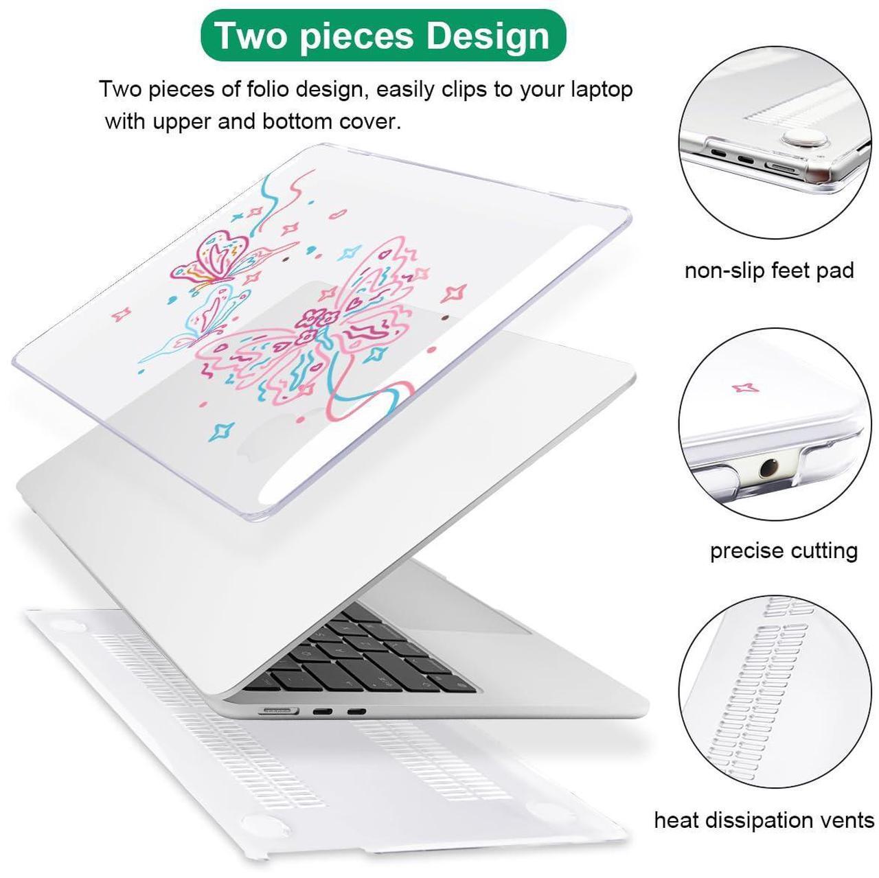 Alt view image 3 of 5 - LCMOCICO Case Compatible with MacBook Air 13.6 inch 2025 2024 2023 2022 Release Model M2 A2681 M3 A3113 M4 A3240 Cover, Pattern Plastic Hard Shell Case for Mac Air M4 2025 Touch ID, Drawing Butterfly