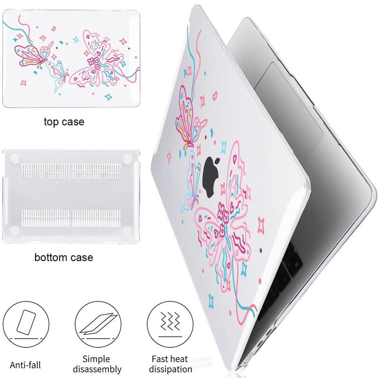 Alt view image 4 of 5 - LCMOCICO Case Compatible with MacBook Air 13.6 inch 2025 2024 2023 2022 Release Model M2 A2681 M3 A3113 M4 A3240 Cover, Pattern Plastic Hard Shell Case for Mac Air M4 2025 Touch ID, Drawing Butterfly