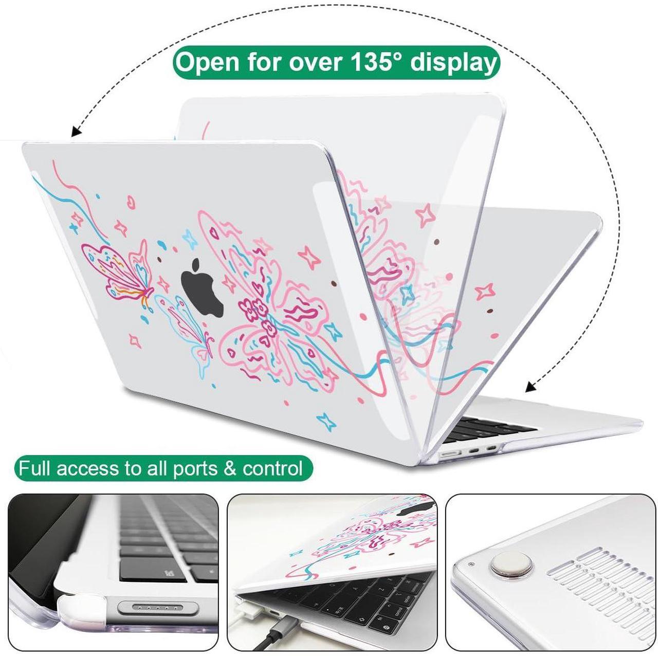 Alt view image 5 of 5 - LCMOCICO Case Compatible with MacBook Air 13.6 inch 2025 2024 2023 2022 Release Model M2 A2681 M3 A3113 M4 A3240 Cover, Pattern Plastic Hard Shell Case for Mac Air M4 2025 Touch ID, Drawing Butterfly