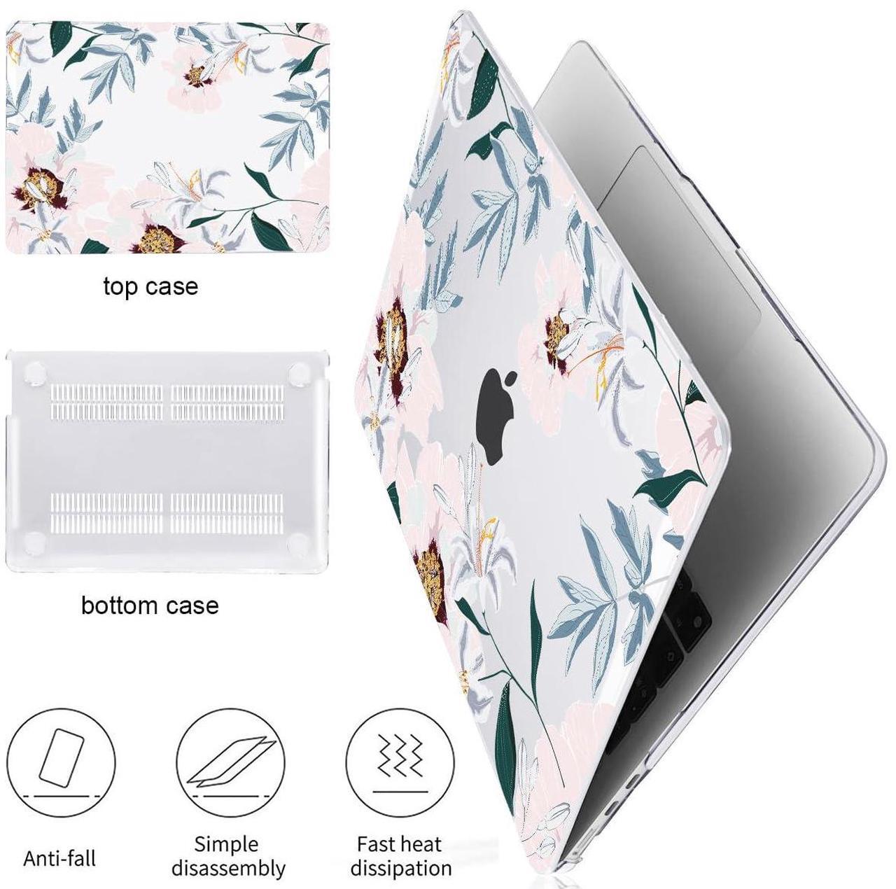 Alt view image 4 of 5 - LCMOCICO for New MacBook Air 13.6 inch Case 2025 M4 A3240 Cover, Printed Pattern Plastic Hard Shell Case Keyboard Skin for M2 M3 Mac Air 13.6 2024 2023 2022 A2681 A3113, Pink Peonies & Lilies