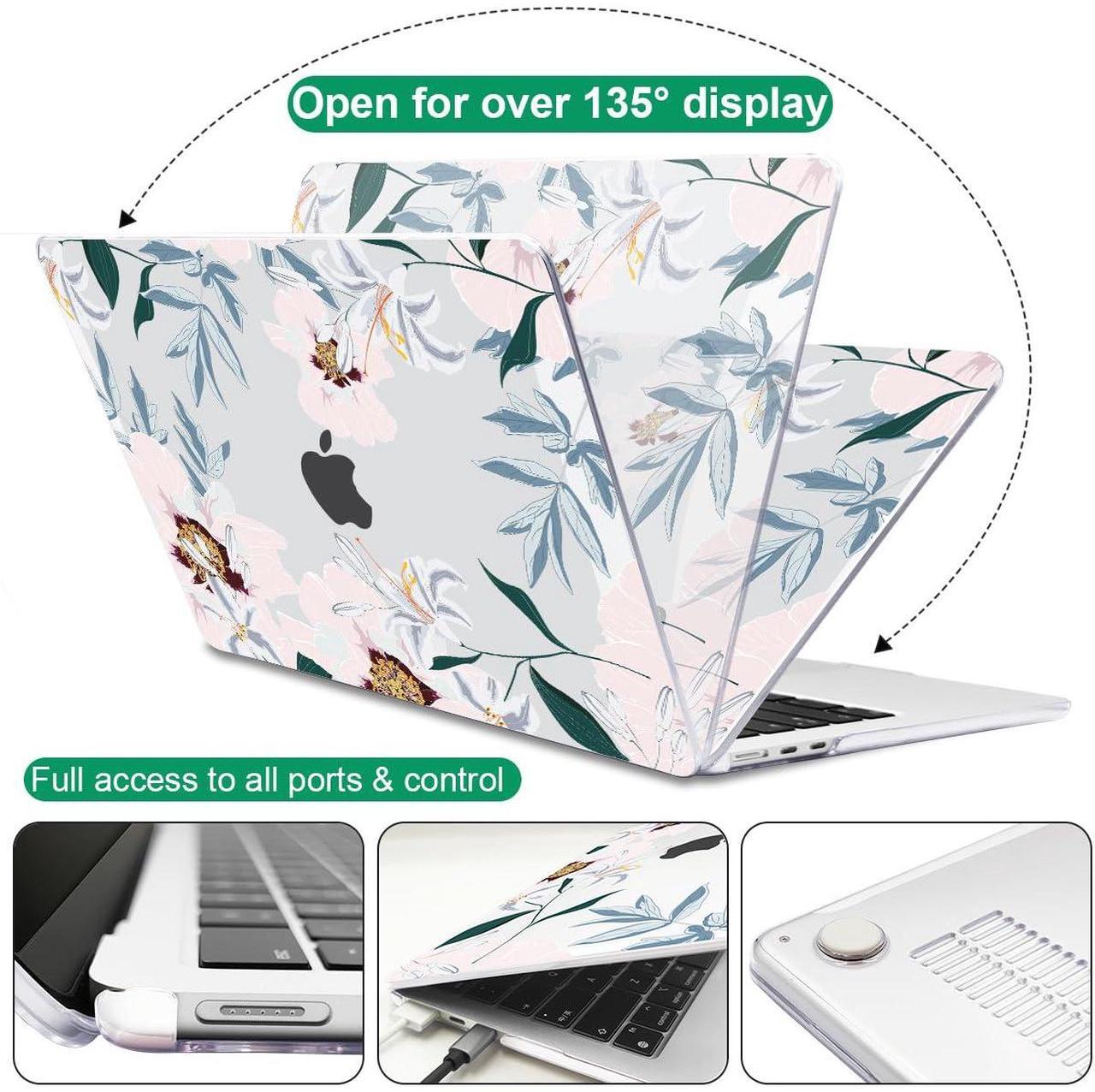 Alt view image 5 of 5 - LCMOCICO for New MacBook Air 13.6 inch Case 2025 M4 A3240 Cover, Printed Pattern Plastic Hard Shell Case Keyboard Skin for M2 M3 Mac Air 13.6 2024 2023 2022 A2681 A3113, Pink Peonies & Lilies
