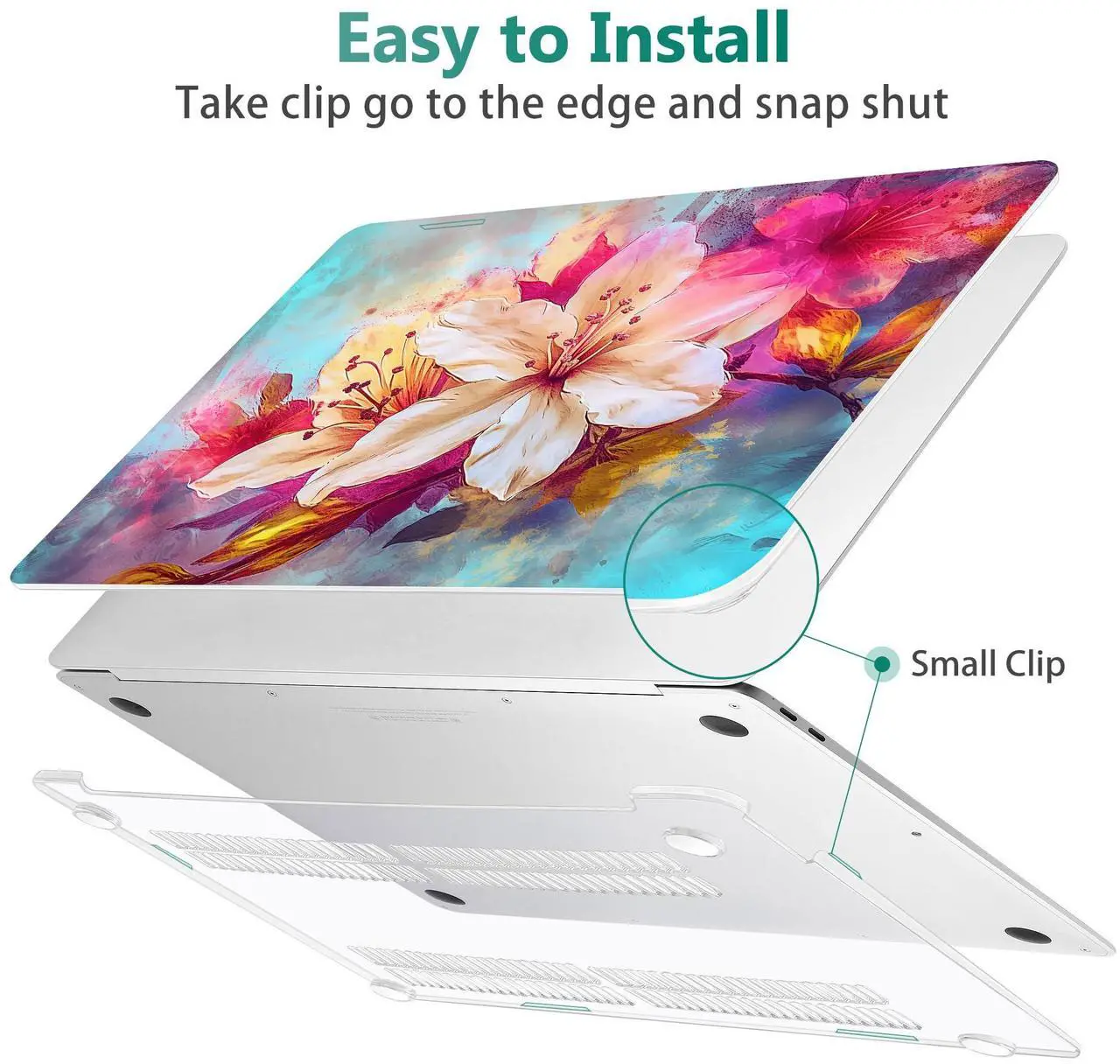 Alt view image 5 of 5 - May Chen Compatible with MacBook Air 13 inch Case 2022 2021, 2020-2018 Release Model: M1 A2337 A2179 A1932, Plastic Hard Shell Case Cover for Mabook Air 13 inch with Retina Dispaly, Watercolor Floral