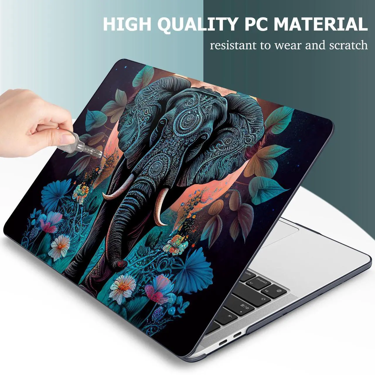 Alt view image 3 of 5 - May Chen Compatible with MacBook Pro 13 inch Case 2022 2021 2020 Release Models A2338 M2 M1 A2251 A2289, Plastic Hard Shell Case for MacBook Pro 13 Inch with Touch Bar Fits Touch ID, Elephant