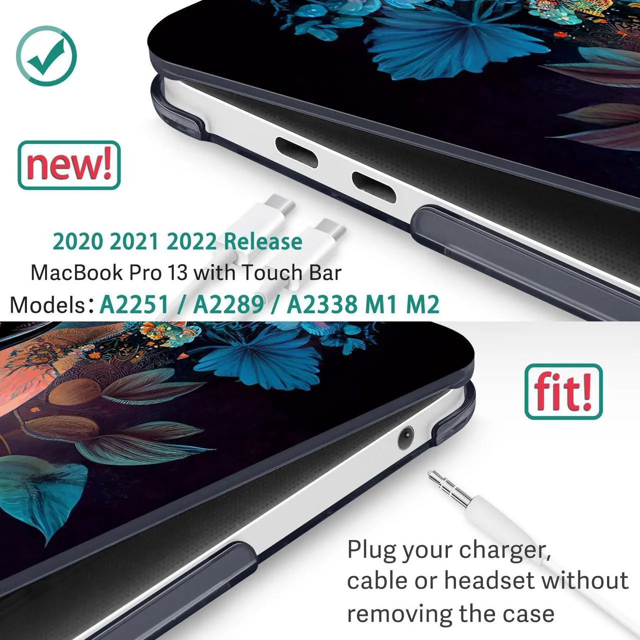 Alt view image 2 of 5 - May Chen Compatible with MacBook Pro 13 inch Case 2022 2021 2020 Release Models A2338 M2 M1 A2251 A2289, Plastic Hard Shell Case for MacBook Pro 13 Inch with Touch Bar Fits Touch ID, Elephant