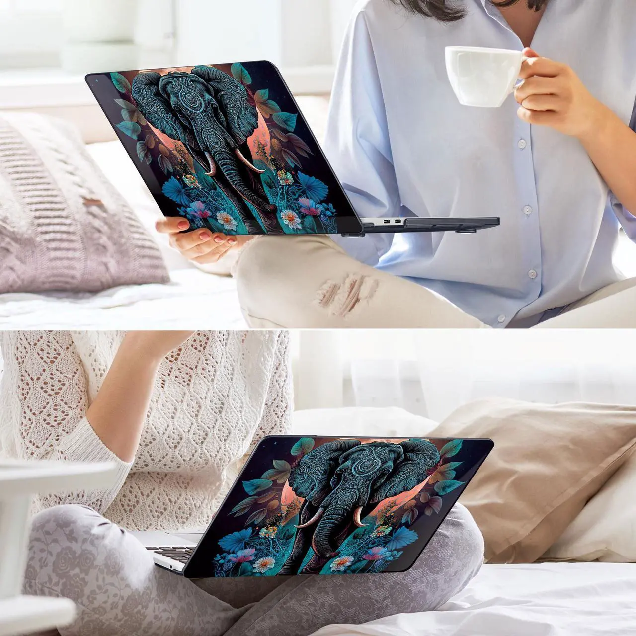 Alt view image 5 of 5 - May Chen Compatible with MacBook Pro 13 inch Case 2022 2021 2020 Release Models A2338 M2 M1 A2251 A2289, Plastic Hard Shell Case for MacBook Pro 13 Inch with Touch Bar Fits Touch ID, Elephant