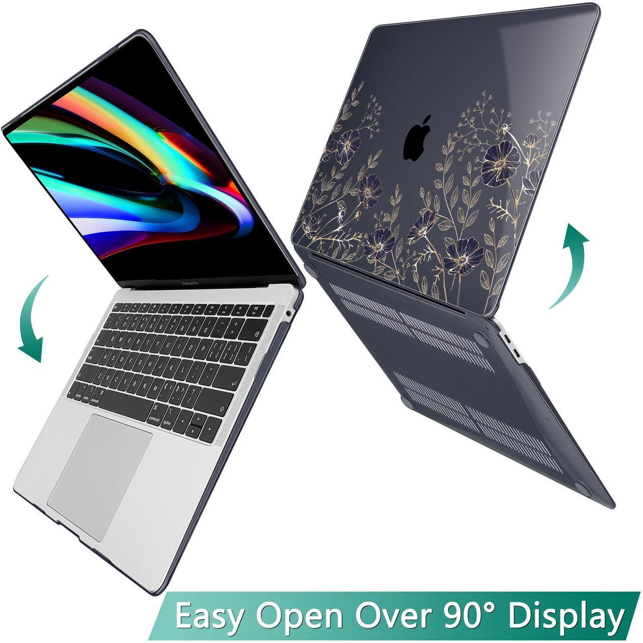 Alt view image 5 of 5 - May Chen Compatible with MacBook Air 13 inch Case 2021, 2020 2019 2018 Release Model: M1 A2337 A2179 A1932, Plastic Hard Shell Case Cover for MacBook Air 13 inch with Retina Dispaly, Gold Floral