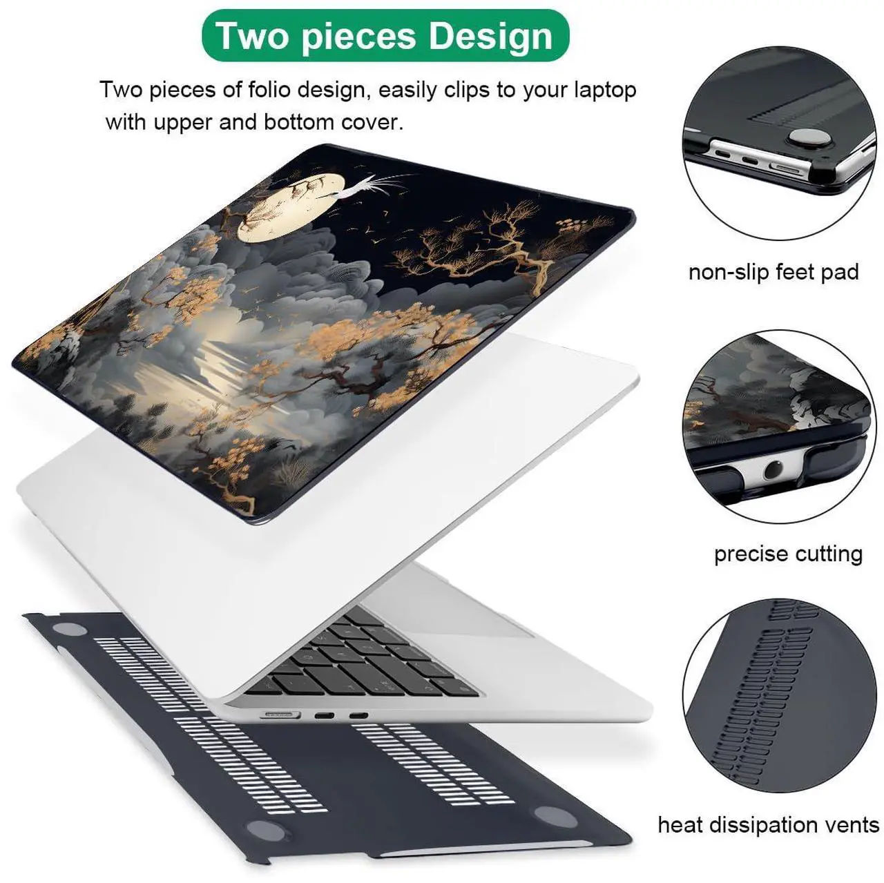 Alt view image 3 of 5 - LCMOCICO for MacBook Air 13.6 Inch Case M4 A3240 A3113 M3 A2681 M2 2025 2024 2023 2022 Release, Pattern Plastic Hard Shell Case Cover for Mac Air 13 inch M4 M3 M2 Chip Touch ID, Tide Illustration 2