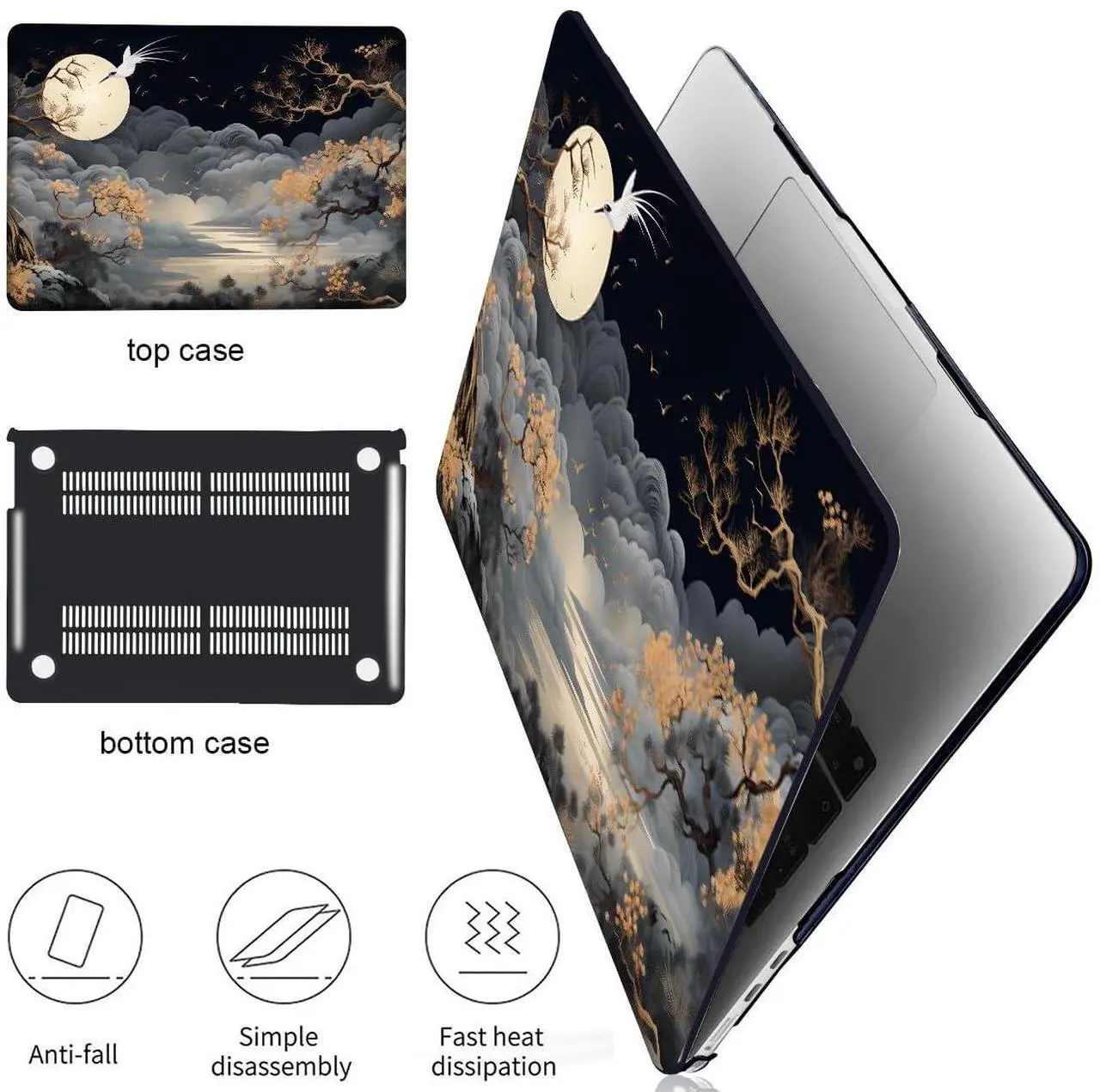 Alt view image 4 of 5 - LCMOCICO for MacBook Air 13.6 Inch Case M4 A3240 A3113 M3 A2681 M2 2025 2024 2023 2022 Release, Pattern Plastic Hard Shell Case Cover for Mac Air 13 inch M4 M3 M2 Chip Touch ID, Tide Illustration 2
