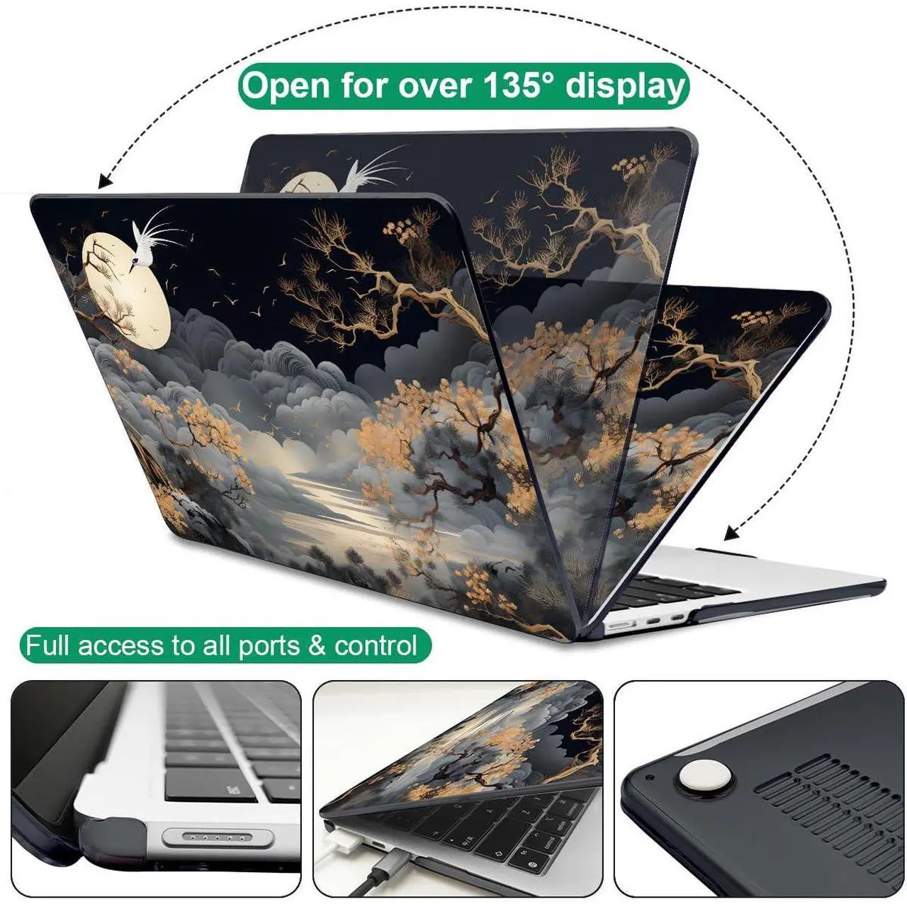 Alt view image 5 of 5 - LCMOCICO for MacBook Air 13.6 Inch Case M4 A3240 A3113 M3 A2681 M2 2025 2024 2023 2022 Release, Pattern Plastic Hard Shell Case Cover for Mac Air 13 inch M4 M3 M2 Chip Touch ID, Tide Illustration 2