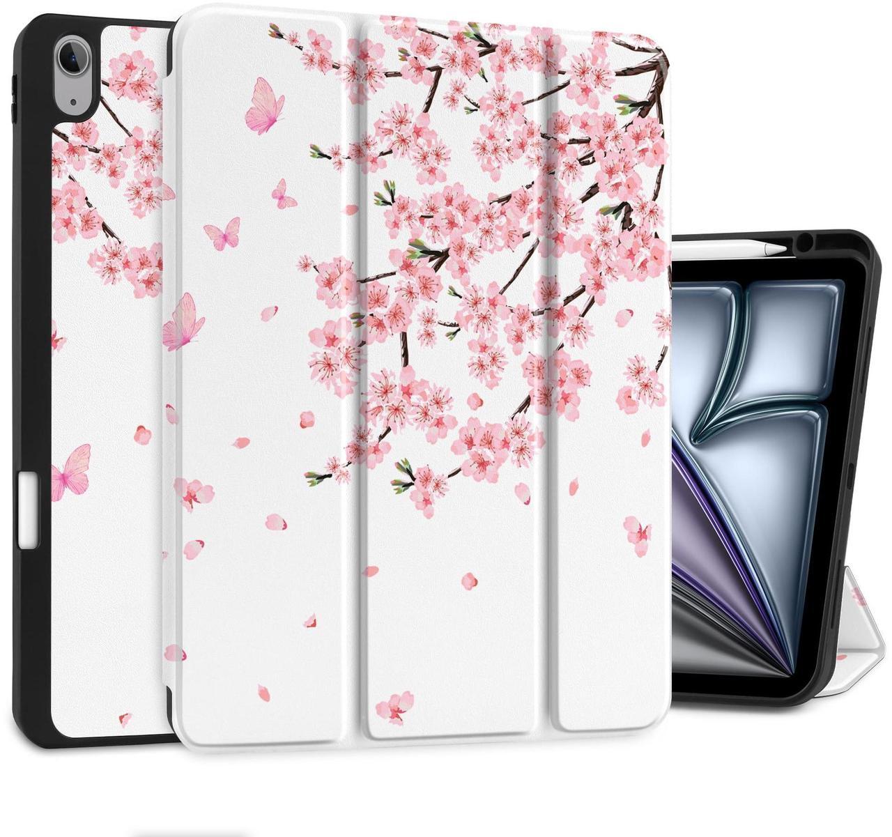 Main image of MEEgoodo Case for iPad Air 13 inch 2025 2024 (M3/M2), Tablet Cases with Trifold Stand + Pencil Holder + Auto Wake/Sleep + Soft TPU Back Cover, Cherry Blossoms