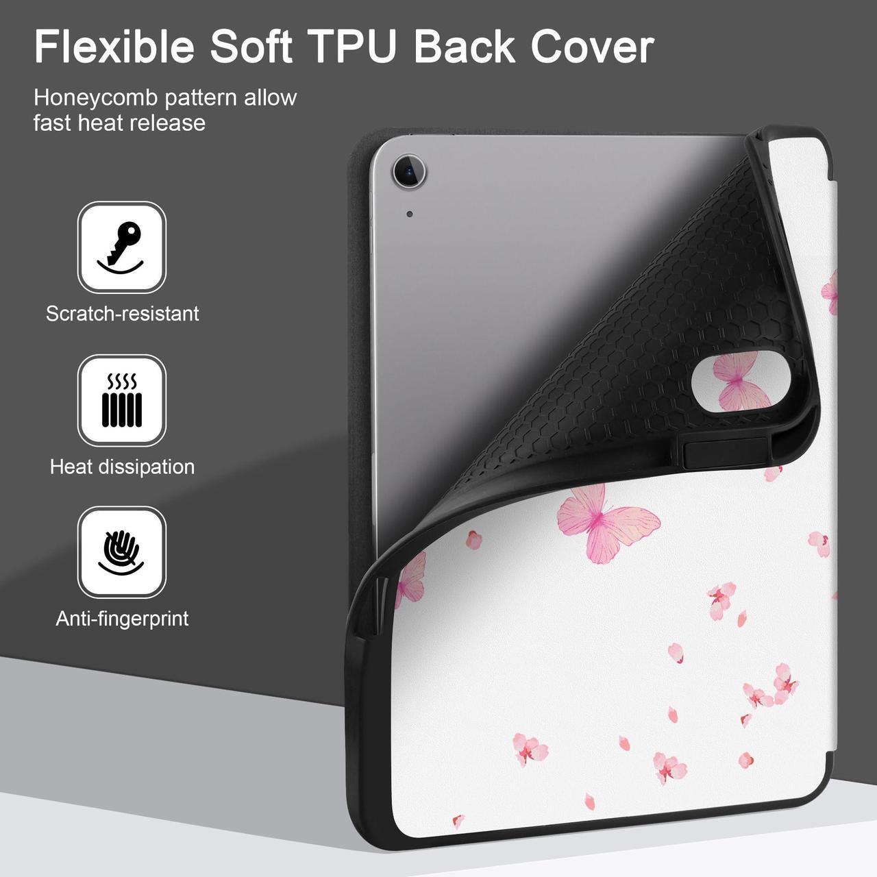 Alt view image 4 of 5 - MEEgoodo Case for iPad Air 13 inch 2025 2024 (M3/M2), Tablet Cases with Trifold Stand + Pencil Holder + Auto Wake/Sleep + Soft TPU Back Cover, Cherry Blossoms