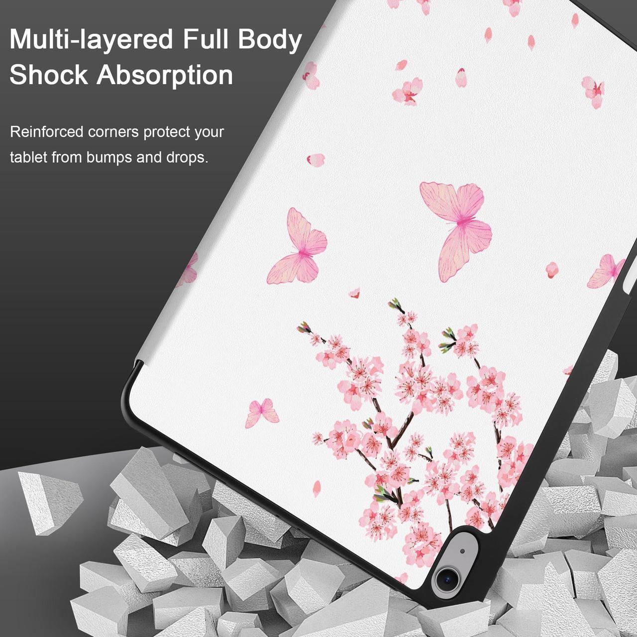 Alt view image 5 of 5 - MEEgoodo Case for iPad Air 13 inch 2025 2024 (M3/M2), Tablet Cases with Trifold Stand + Pencil Holder + Auto Wake/Sleep + Soft TPU Back Cover, Cherry Blossoms