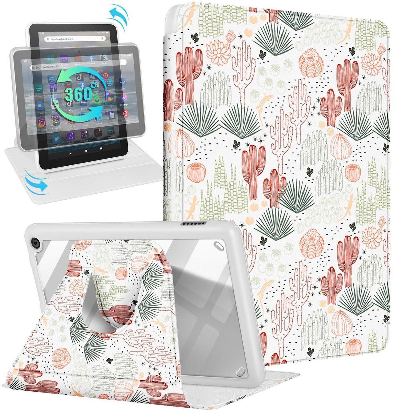 Main image of Kidcube for  Kindle Fire 7 Tablet Case 12th Generation 2022 Release for Women Girls Cute Folio Cover Girly Cactus Design Rotating Stand with Auto Wake/Sleep Teens for Kindle Fire 7 Cases 7"