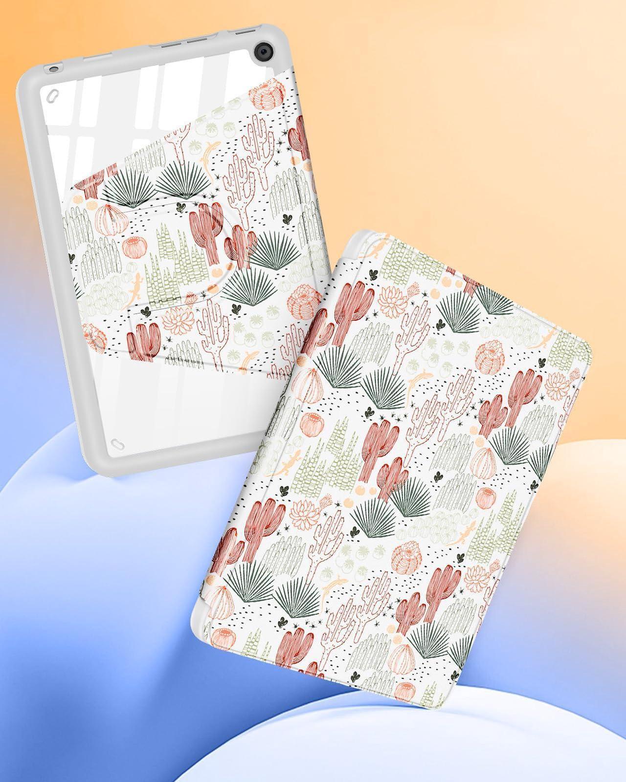 Alt view image 4 of 5 - Kidcube for  Kindle Fire 7 Tablet Case 12th Generation 2022 Release for Women Girls Cute Folio Cover Girly Cactus Design Rotating Stand with Auto Wake/Sleep Teens for Kindle Fire 7 Cases 7"