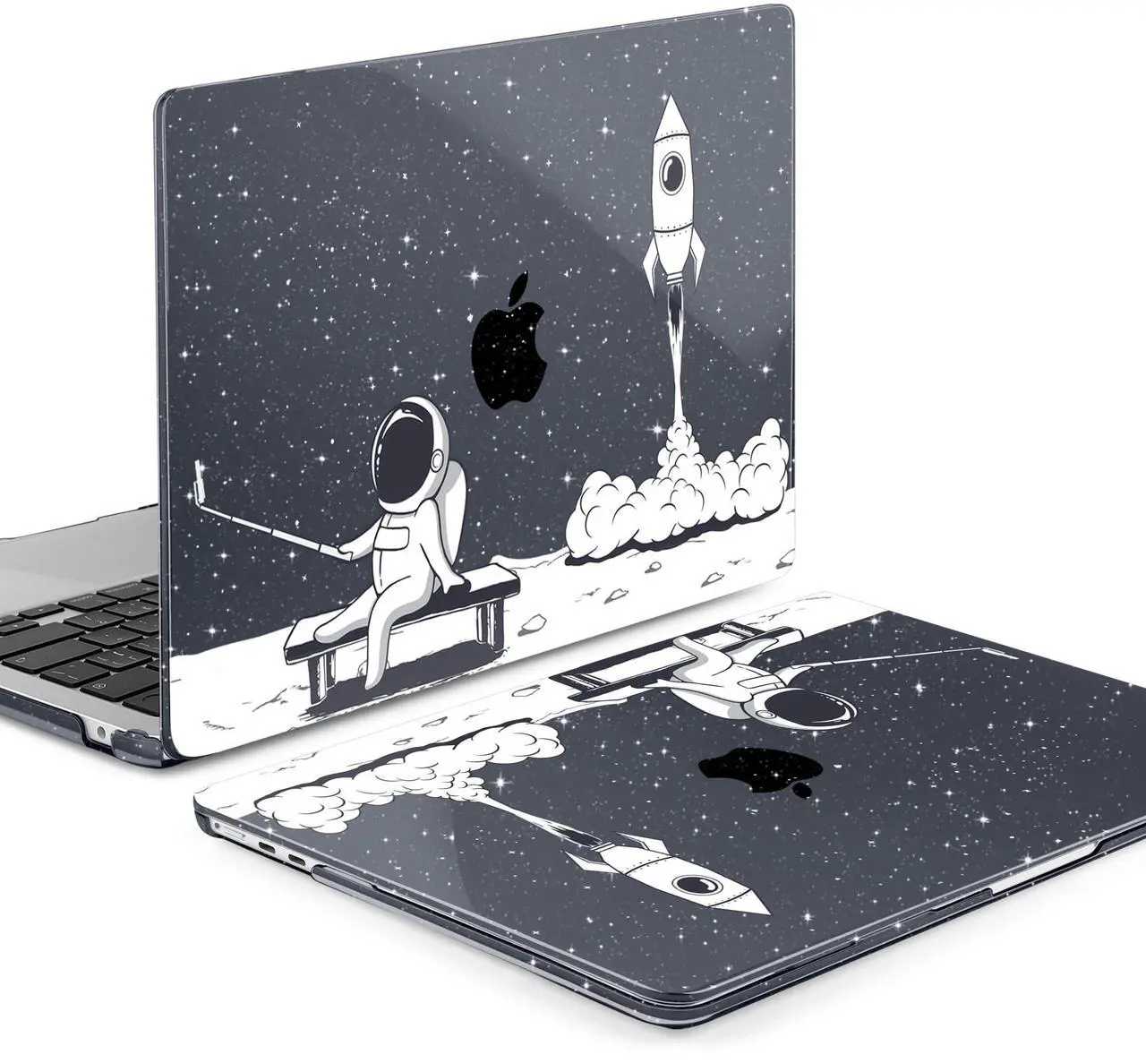 Alt view image 3 of 5 - MEEgoodo Case for MacBook Air 15 inch M4/M3/M2 2025 2024 2023, Case Fit Model (A3241/A3114/A2941) for MacBook Air 15-inch, Laptop with Keyboard & Camera Cover & OTG Adapter, Astronaut Rocket
