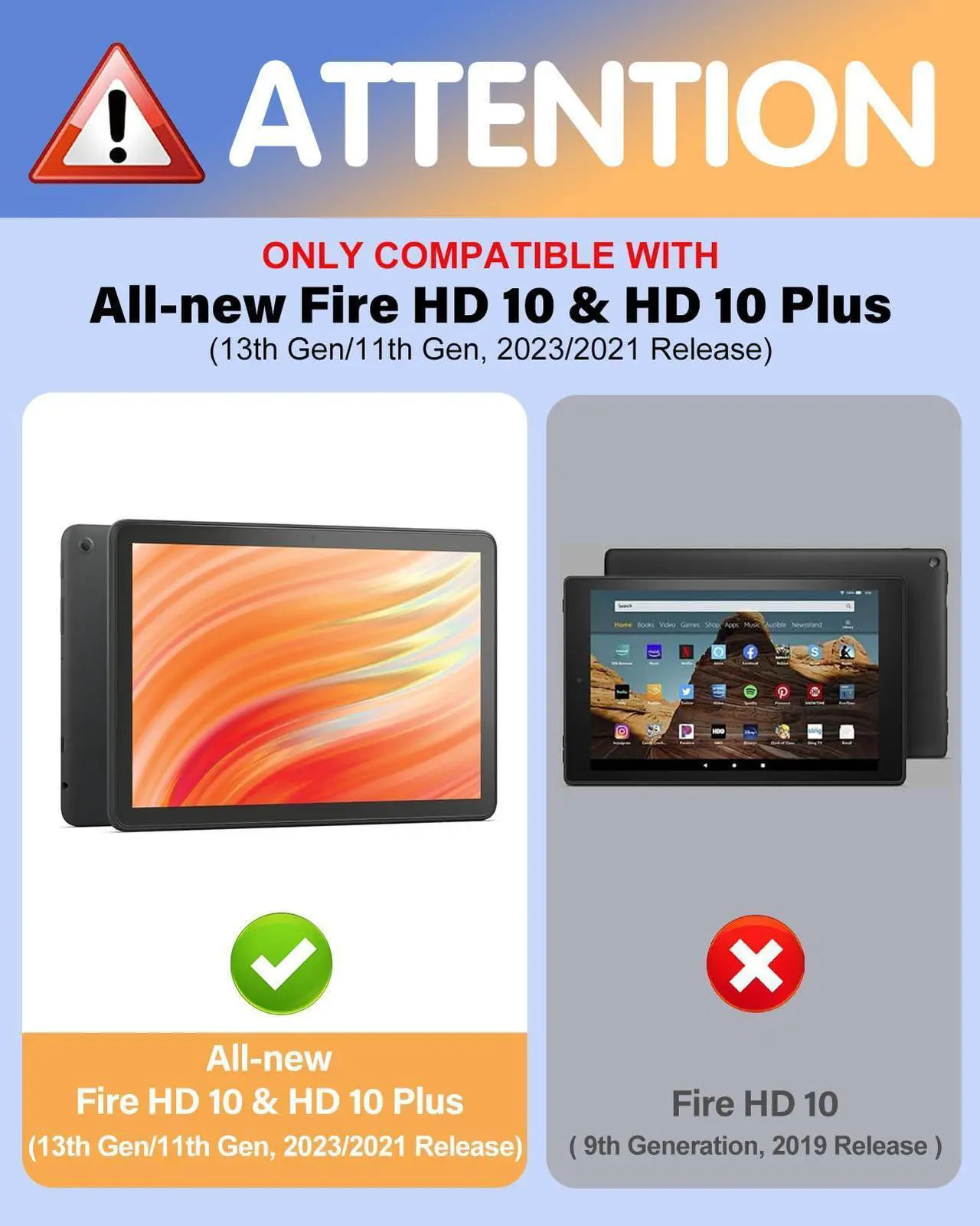 Alt view image 2 of 5 - Kidcube for Kindle Fire HD 10/10 Plus Tablet Case - 13th/11th Generation (2023/2021) 10.1" Women Girls Boys Cute Teen Cool Design Rotating Stand Pencil Holder Folio Cases for  Fire HD 10/10 Plus