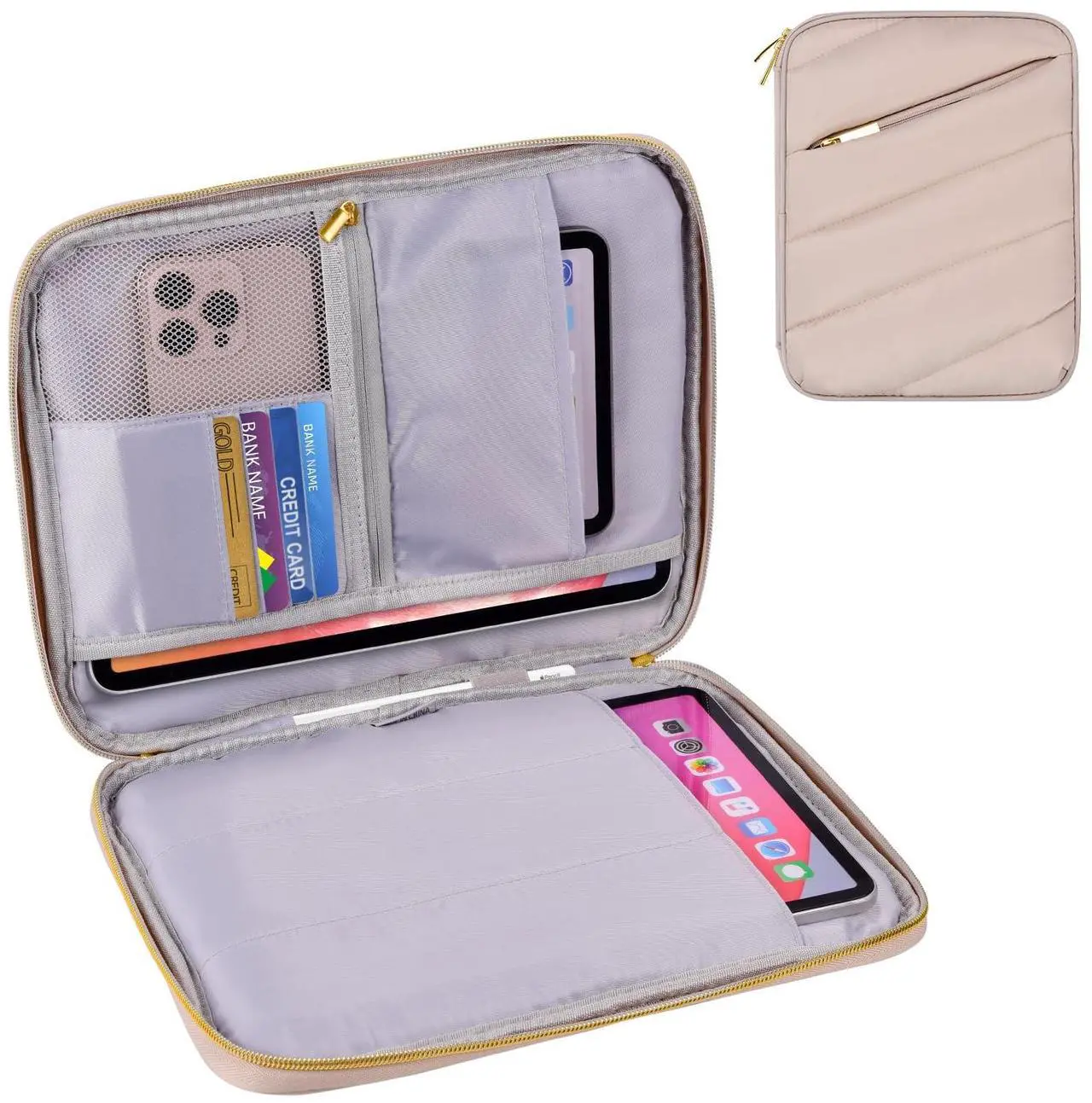 Main image of Puffy iPad Sleeve Case 11 inch, Padded Tablet Bag for iPad Pro 11-in (M4), iPad 10.9 (10th Gen), iPad Air 11-in (M2), Galaxy Tab S9/S8 (Khaki-11)
