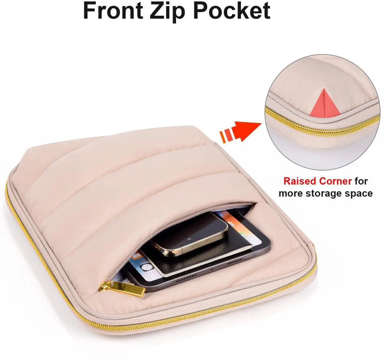 Alt view image 4 of 5 - Puffy iPad Sleeve Case 11 inch, Padded Tablet Bag for iPad Pro 11-in (M4), iPad 10.9 (10th Gen), iPad Air 11-in (M2), Galaxy Tab S9/S8 (Khaki-11)