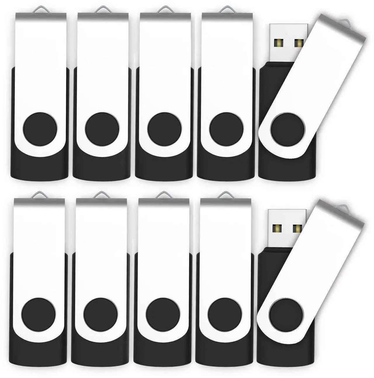 Main image of MOSDART No Logo USB2.0 4GB Flash Drive, Swivel Design with LED Indicator, Keychain Loop, FAT32 Memory Stick for Data Storage, Black(Pack of 10)