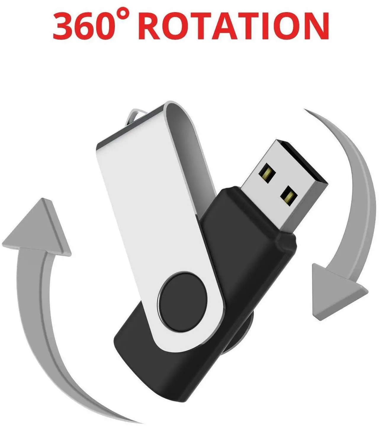 Alt view image 3 of 5 - MOSDART No Logo USB2.0 4GB Flash Drive, Swivel Design with LED Indicator, Keychain Loop, FAT32 Memory Stick for Data Storage, Black(Pack of 10)