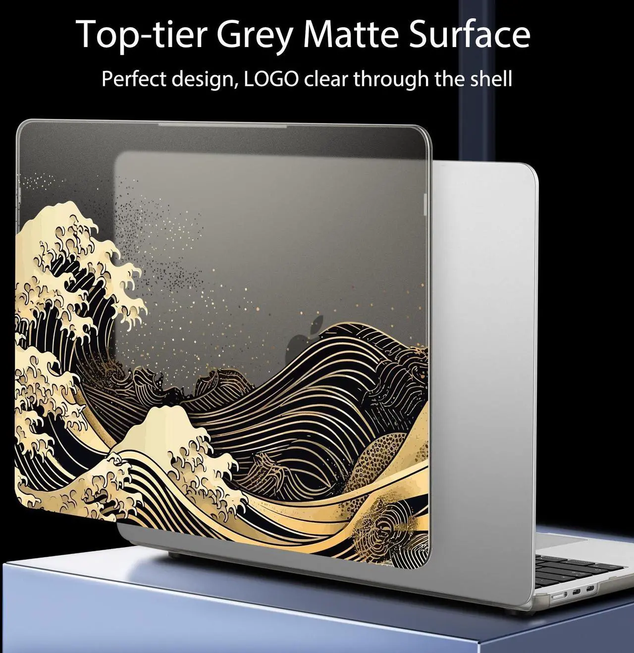 Alt view image 5 of 5 - May Chen for M4 MacBook Air 13.6 inch Case A3240 A3113 A2681 M3 M2 2025 2024 2023 2022 Release, Fold Kickstand Pattern Hard Shell Case for M4 Air 13.6" Laptop with Keyboard Cover, Sea Wave