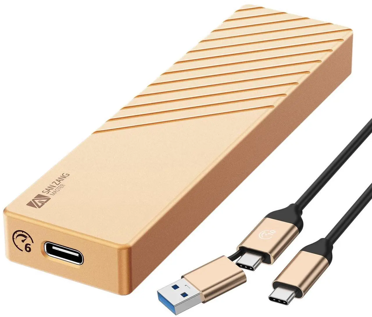 Main image of SAN ZANG MASTER M.2 SATA SSD Enclosure, USB C 3.1 Gen2 to SATA 3.0(6 Gbps), NGFF SATA B-Key(B&M Key) External Solid State Drive Enclosures Support UASP Trim Compatible with 2280/2260/2242/2230