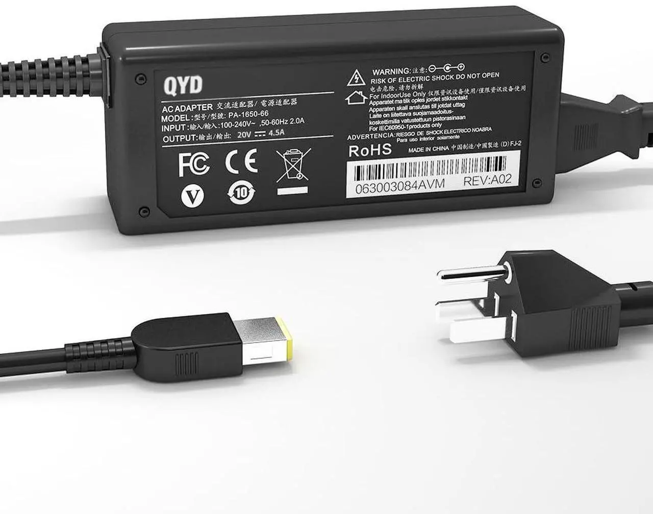 Main image of QYD 90W 20V 4.5A AC Adapter Laptop Charger Compatible with Lenovo IdeaCentre 310S A340 A540 AIO Desktop 300 310 310S 510 520 610S A340-22ICK ThinkCentre M920x M920q Tiny Power Supply Cord