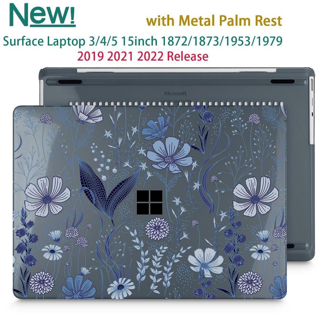 Alt view image 4 of 5 - Tuiklol Case for 15 Inch Microsoft Surface Laptop 5/4/3 2022-2020, Model 1979/1953/1872/1873 Hard Shell Cover, Keyboard Cover+Screen Protector+Dust Plugs,Blue Line Floral