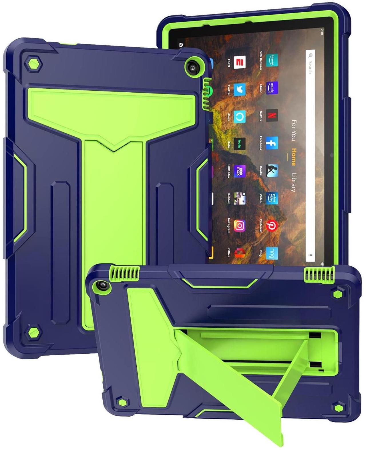 Main image of UUcovers Kindle Fire HD 10 & 10 Plus 10.1" Tablet Case (Only Fits 11th Generation, 2021 Release) with Kickstand Shockproof 3 in 1 Heavy Duty Rugged Hybrid Hard PC/Silicone Cover, NavyBlue & 0livine