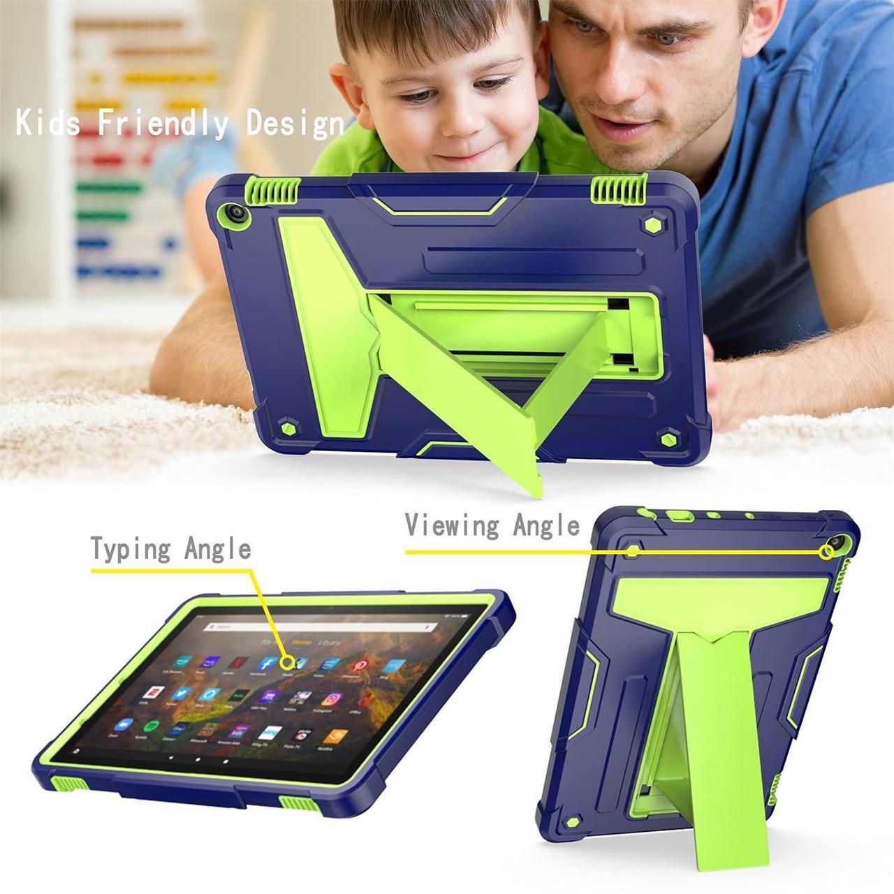 Alt view image 5 of 5 - UUcovers Kindle Fire HD 10 & 10 Plus 10.1" Tablet Case (Only Fits 11th Generation, 2021 Release) with Kickstand Shockproof 3 in 1 Heavy Duty Rugged Hybrid Hard PC/Silicone Cover, NavyBlue & 0livine