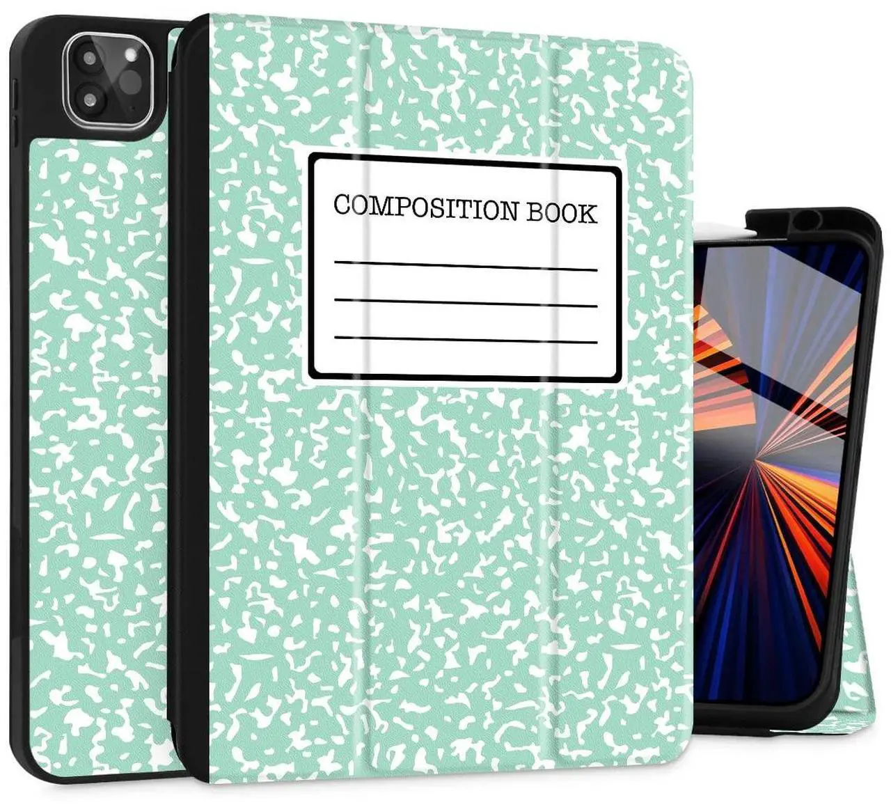 Main image of Tuiklol Case for M2 iPad Pro 12.9 inch Generation 6th/5th/4th/3rd 2022 2021 2020 2018 Release - Built in Pencil Holder Slim Protective Stand Back Cover with Auto Wake/Sleep iPad Cover,Green Book