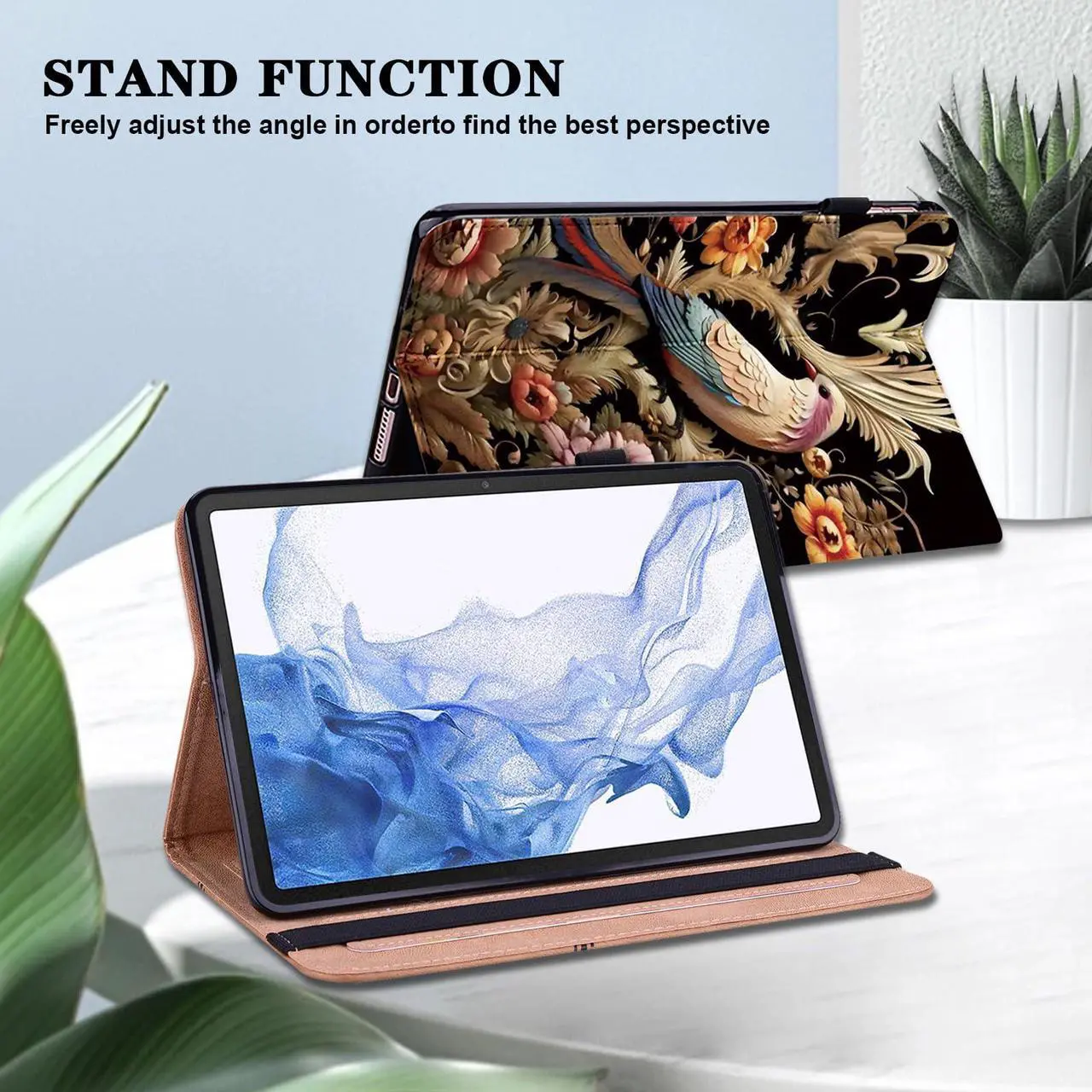 Alt view image 3 of 5 - VODEFOX Case for 6.8" Kindle Paperwhite 11th Generation 2021,Kindle Paperwhite Signature Edition Case,PU Leather Book Cover with Auto Wake/Sleep - Flower Birds