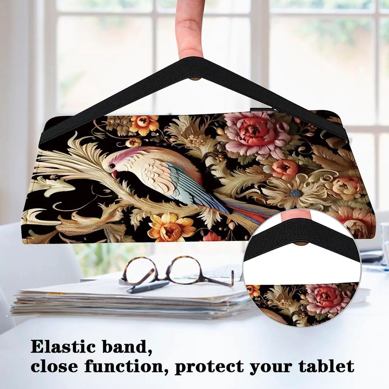 Alt view image 4 of 5 - VODEFOX Case for 6.8" Kindle Paperwhite 11th Generation 2021,Kindle Paperwhite Signature Edition Case,PU Leather Book Cover with Auto Wake/Sleep - Flower Birds