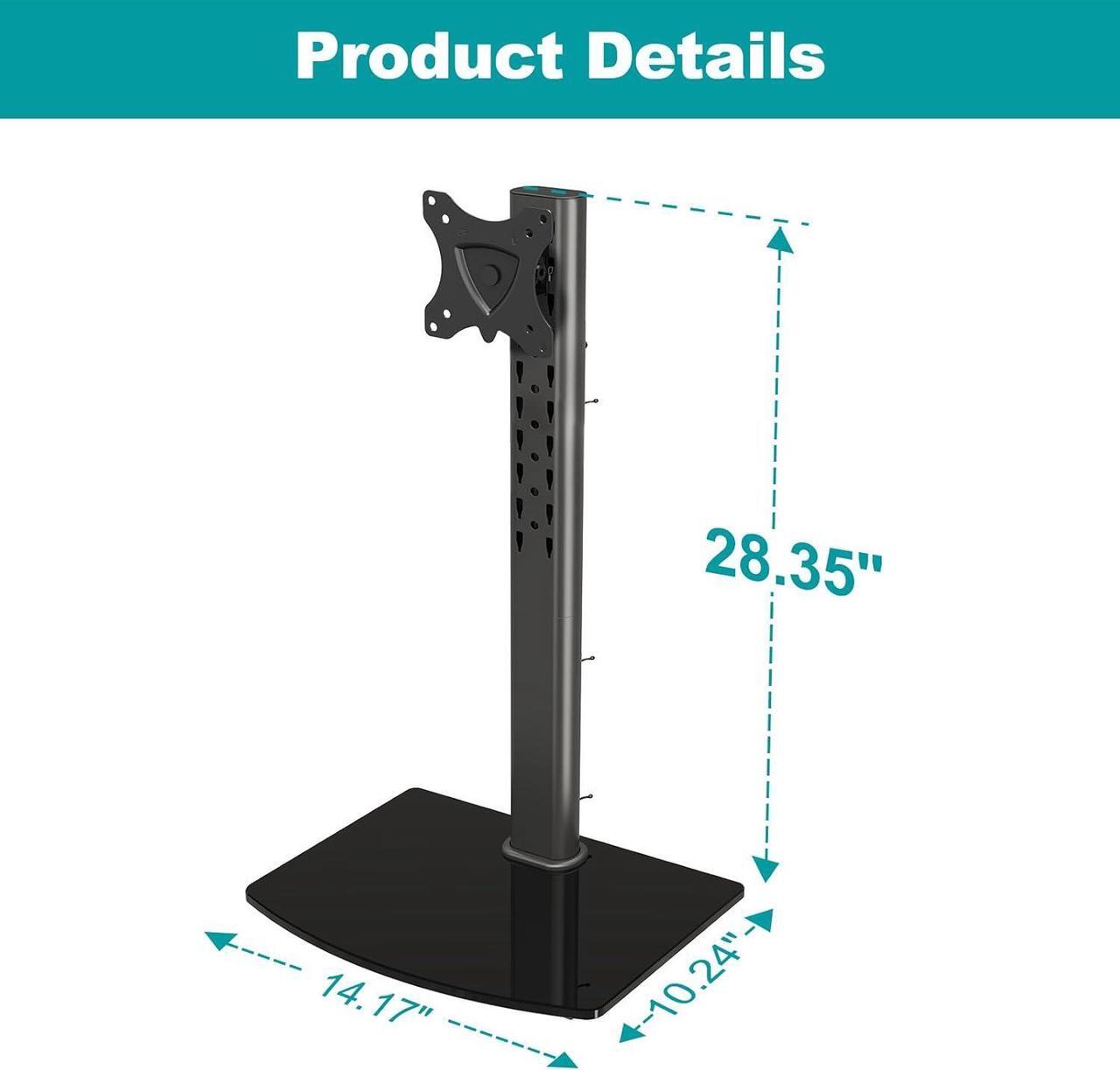 Alt view image 3 of 7 - MOUNT PRO Vertical Single Monitor Stand for Max 42 Inch/26.4lbs Ultrawide Screen, Freestanding Desk Mount With Swivel, Tilt, Rotation, 28.35 Inch Tall, VESA 75x75/100x100