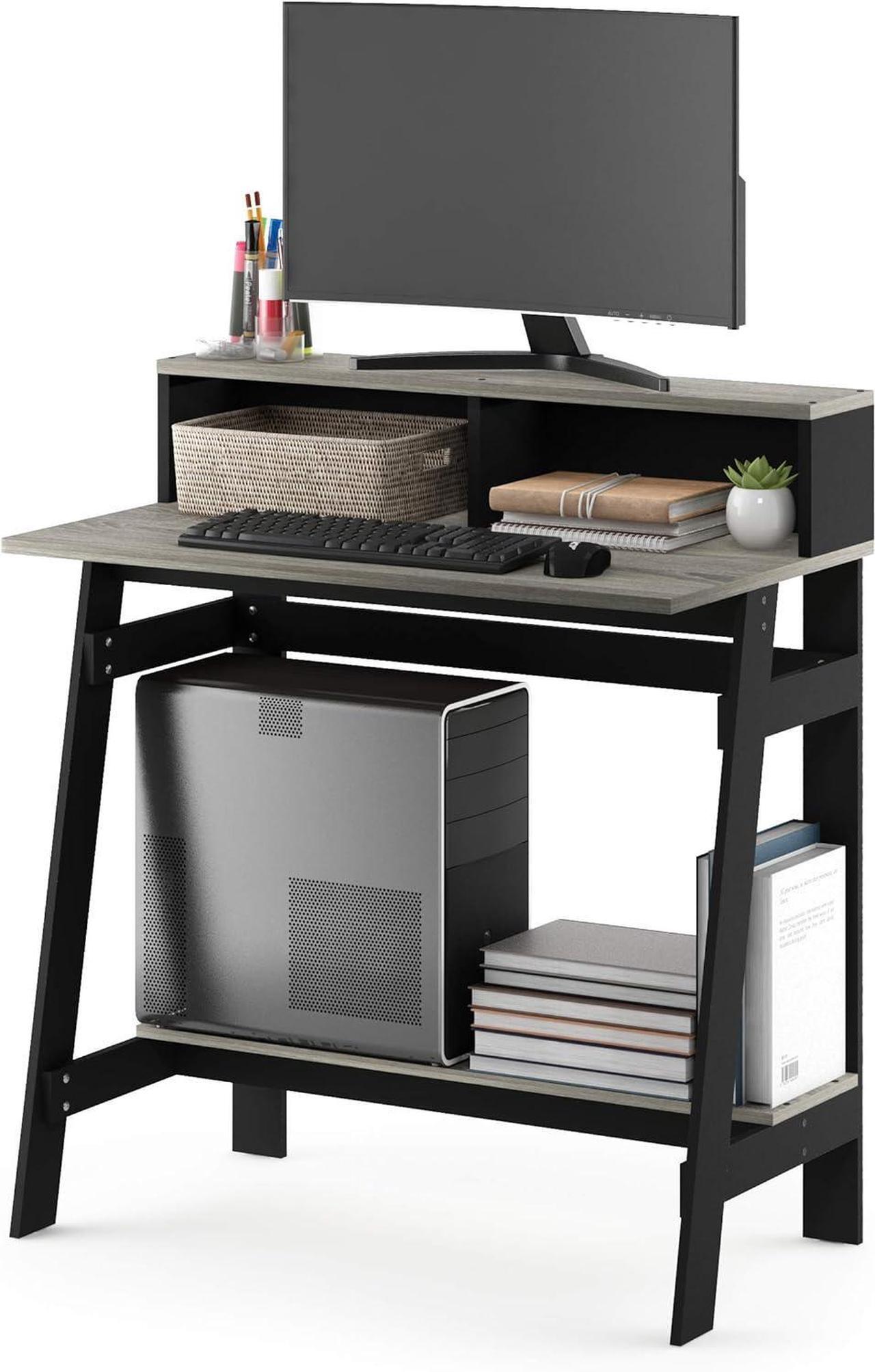 Alt view image 4 of 7 - Furinno Simplistic A Frame Computer Desk, Black/French Oak Grey