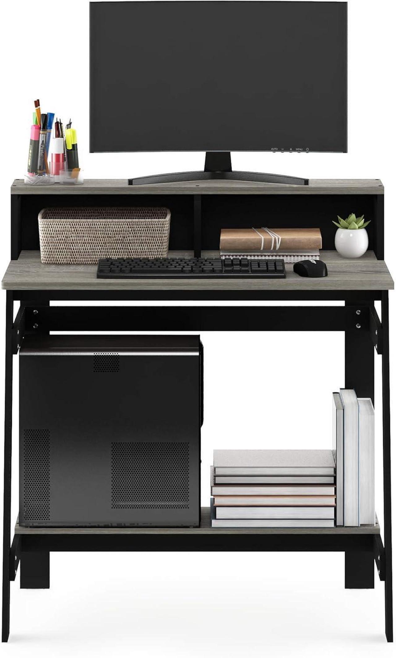 Alt view image 5 of 7 - Furinno Simplistic A Frame Computer Desk, Black/French Oak Grey