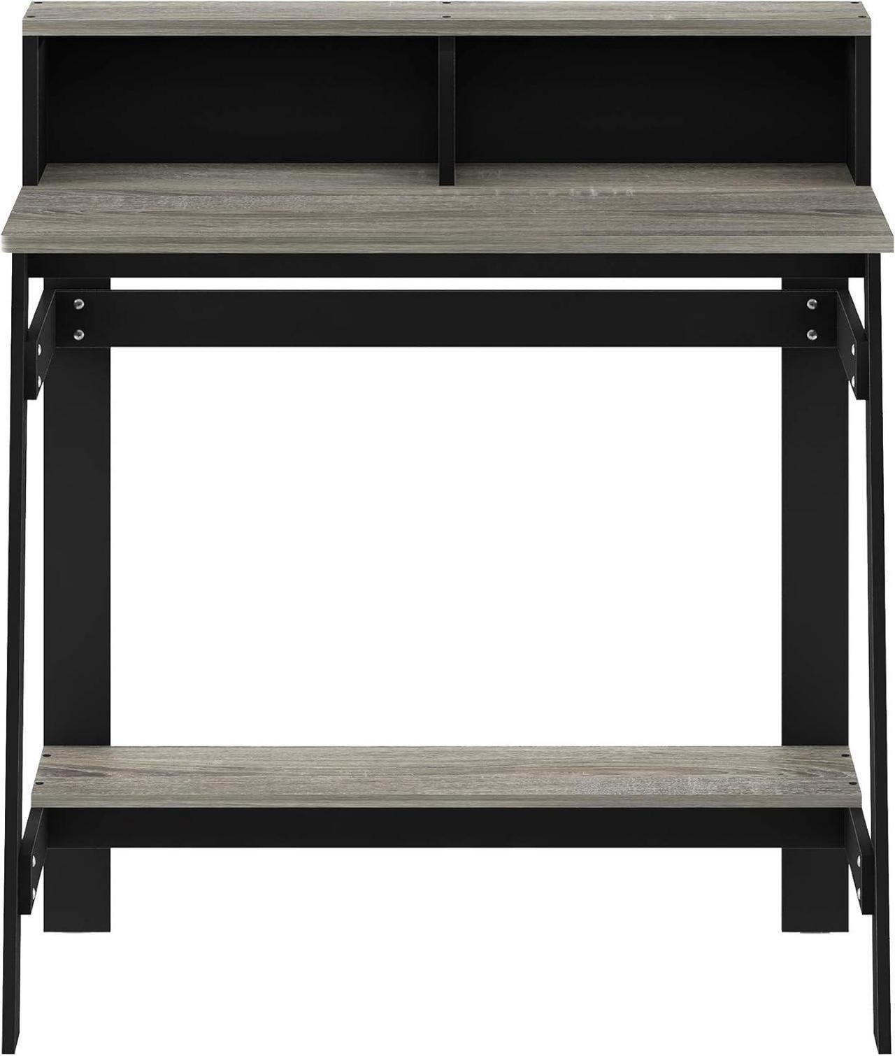 Alt view image 6 of 7 - Furinno Simplistic A Frame Computer Desk, Black/French Oak Grey