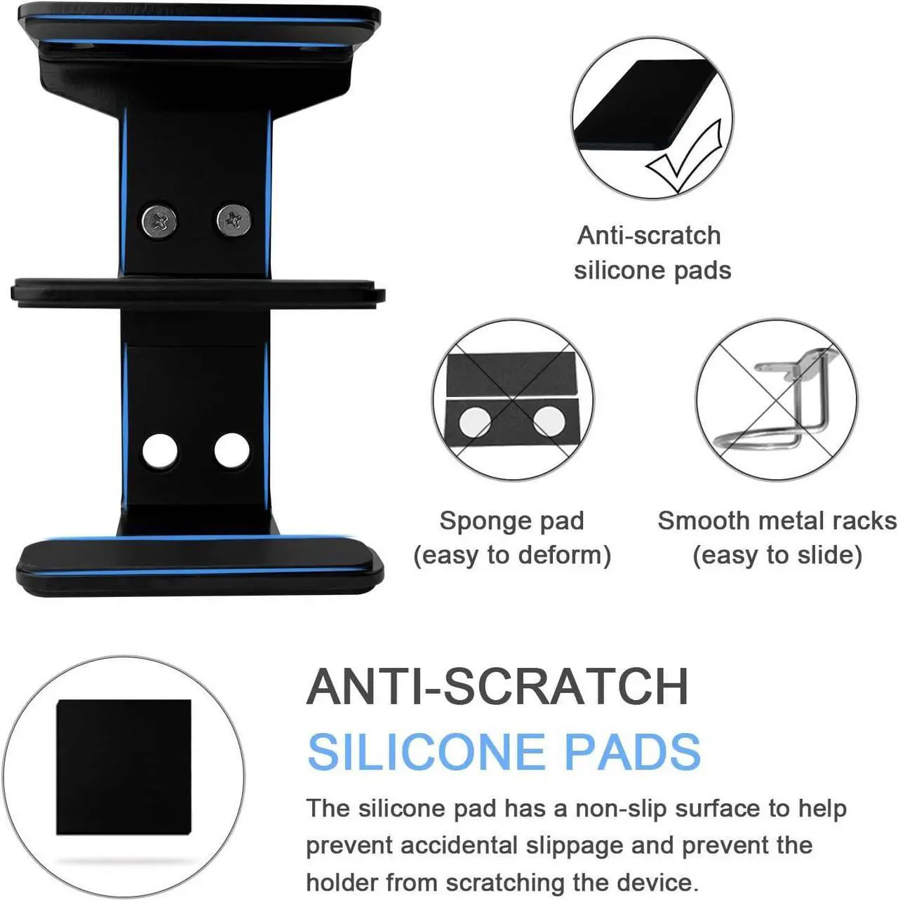 Alt view image 3 of 7 - IFCASE 2 Tier Under Desk Laptop Mount, Double Decker Metal Under Desk Shelf Holder for Laptop, MacBook Pro, Keyboard with Anti-Scratch Silicone (Black)