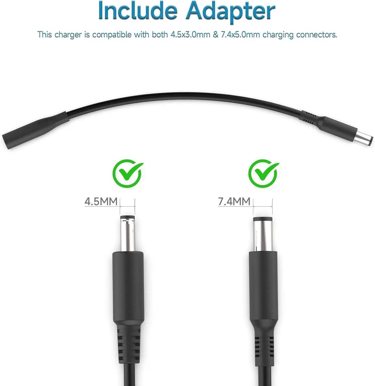 Alt view image 2 of 6 - 65W AC Charger for Dell Inspiron 3000 5000 7000, for Dell Inspiron 11 13 14 15 16 17 3000 5000 7000 Series 3501 3511 3521 3583 3593 5755 5758 5759 5535 5558 5570 7378 7573 7778 Laptop Power Cord