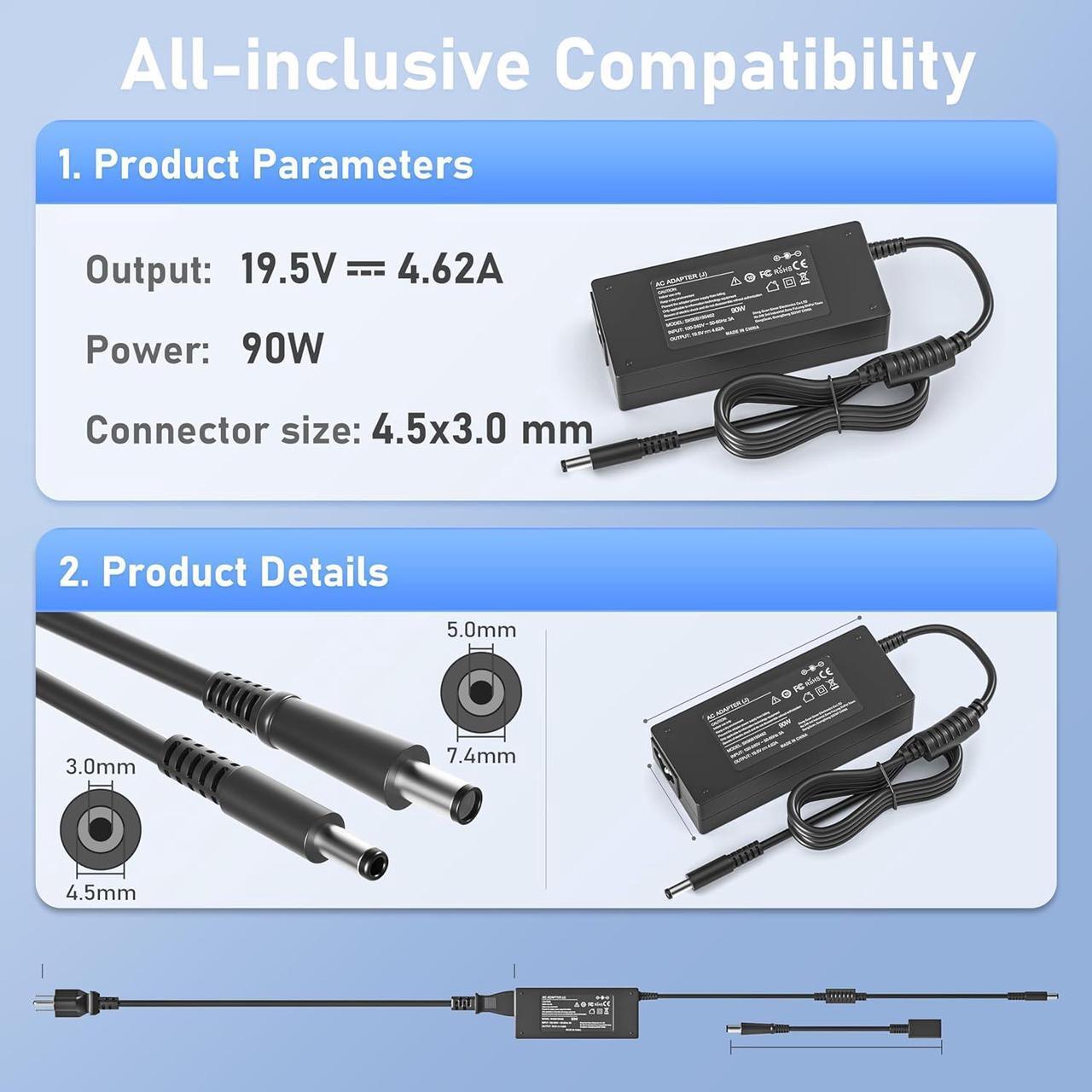 Alt view image 3 of 7 - 90W Ac Adapter Charger for Dell OptiPlex Micro 9020 7050 7010 7040 7080 7060 7070 5050 5070 5090 5080 5060 3080 3050 3040 3070 3090 3046 MFF Business Desktop Computer PC;7700 Power Cord Supply