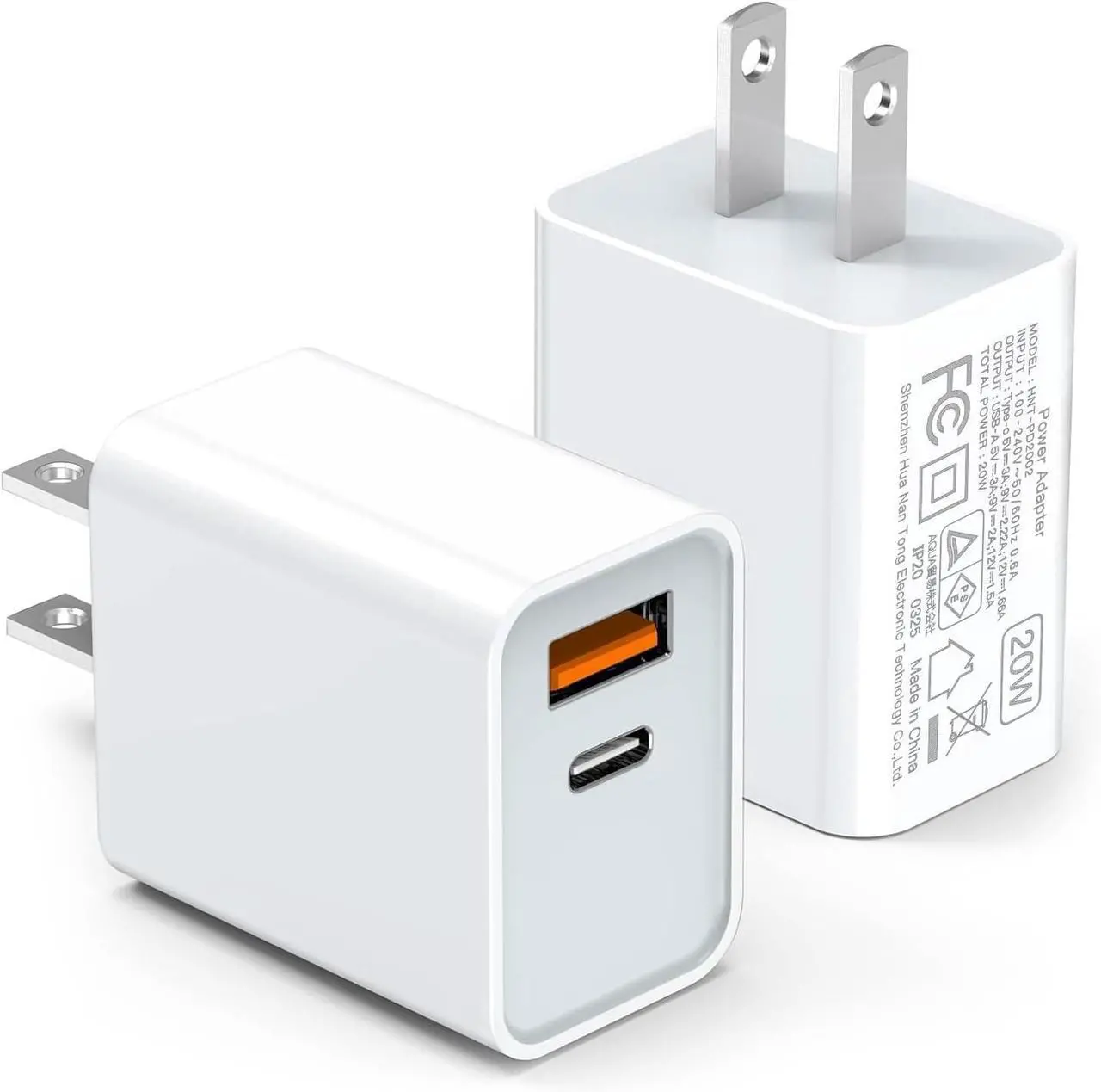 Main image of USB C Wall Charger Block 20W 2-Pack Dual Port PD Power Delivery Fast Type C Charging Block Plug Compatible with iPhone 11/12/13/14/15/16/Pro Max XS/XR/X Ipad Pro  Galaxy