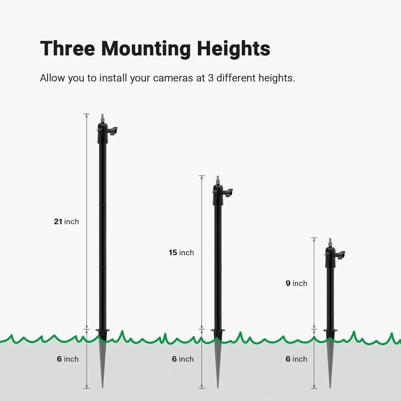 Main image of Holicfun Security Camera Ground Stake, Heavy Duty Stand Mount with Adjustable Angle and Height for Ring, Blink, Arlo, Eufy, Wyze, Google Nest, Simplisafe Cameras and Solar Panels (Black)