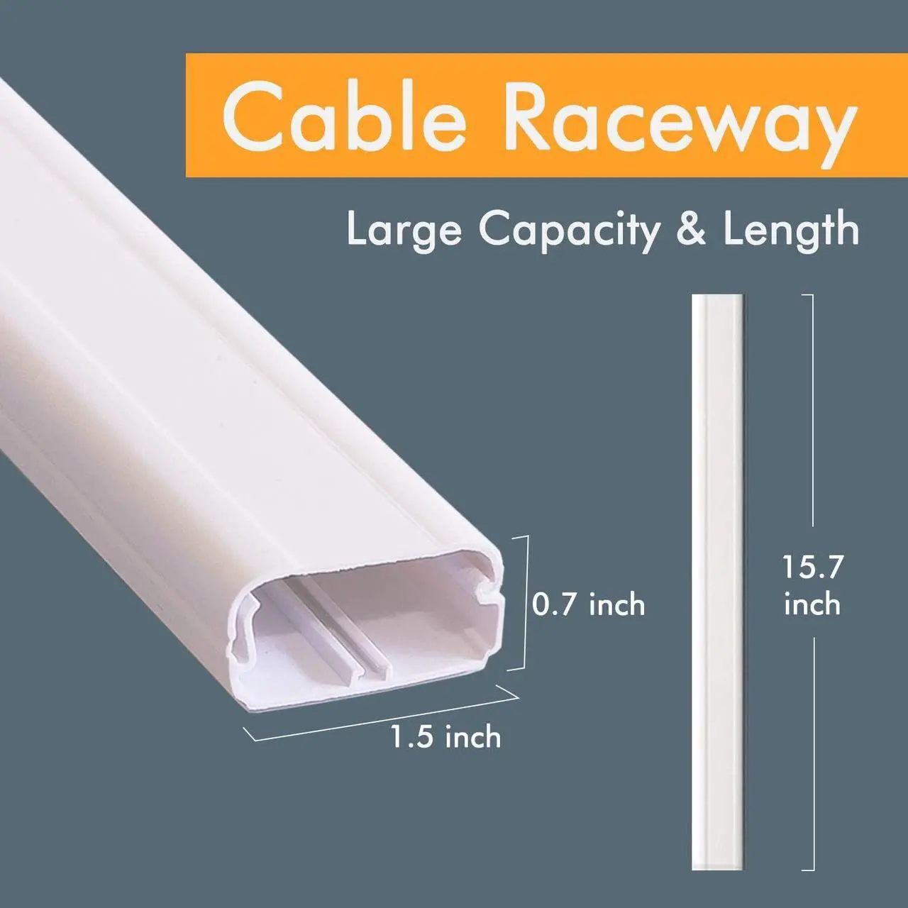 Alt view image 2 of 7 - TV Cord Cover Cable Raceway on Wall, 31.5 inch Cable Management System for Cord Cable Concealer, Printable White Cable Cover Channel for Wall Mounted TV, Speaker Wire Hider, 2X L15.7in W1.5in H0.7in