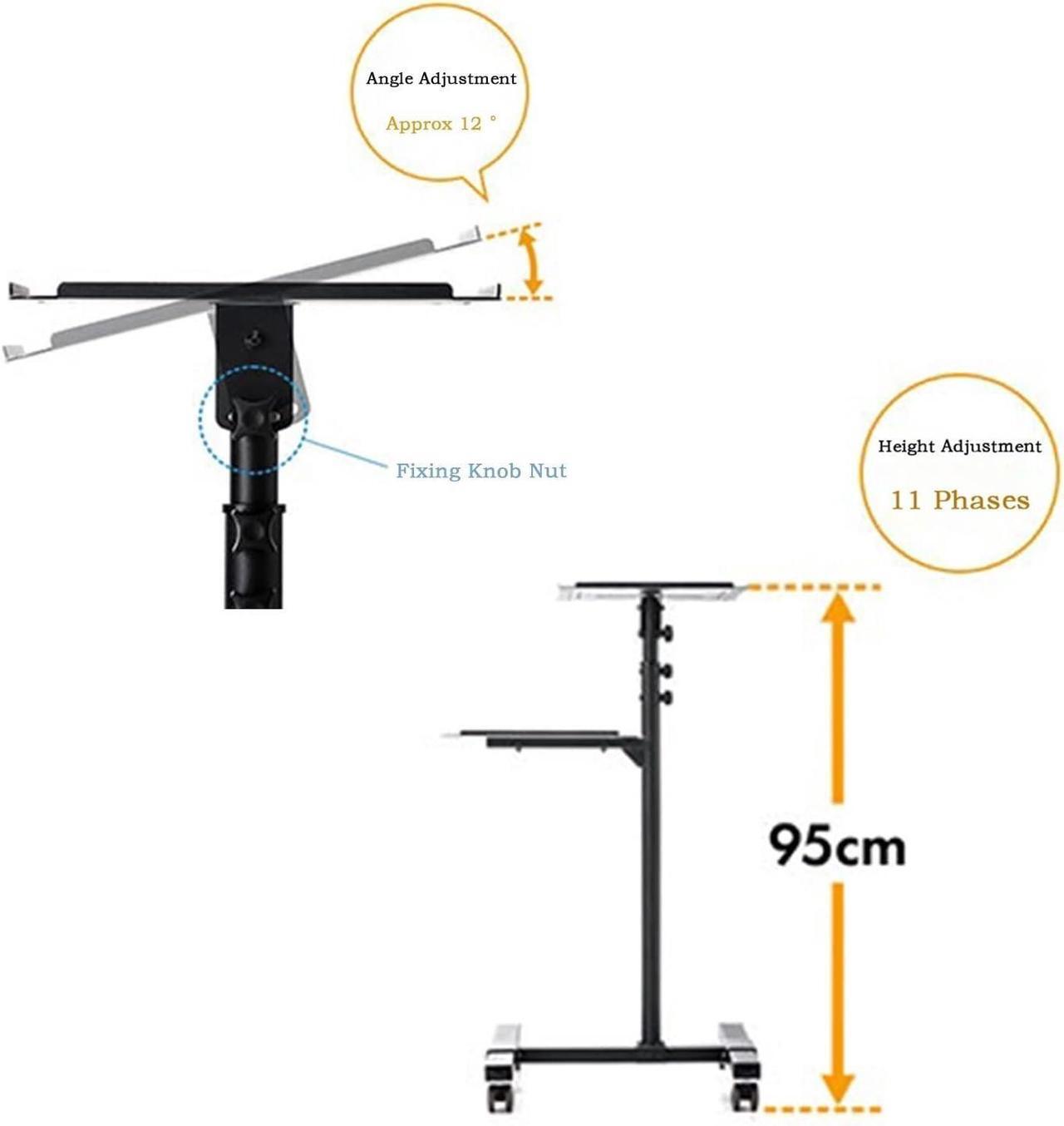 Alt view image 4 of 6 - Gadpiparty Projector Mount Universal Projector Stand Bracket with Tray Mounted Universal Wheel Household Bedside Mobile Rotary Lifting Office Conference Room Adjustable Office Projector Stand