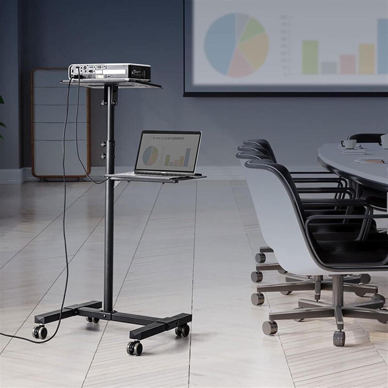 Alt view image 6 of 6 - Gadpiparty Projector Mount Universal Projector Stand Bracket with Tray Mounted Universal Wheel Household Bedside Mobile Rotary Lifting Office Conference Room Adjustable Office Projector Stand