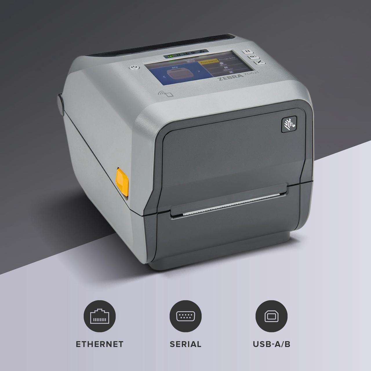 Alt view image 2 of 7 - Ze,bra ZD621 Thermal Printer Color Touch LCD 203dpi 4" Ethernet ZD6A142-301F00EZ